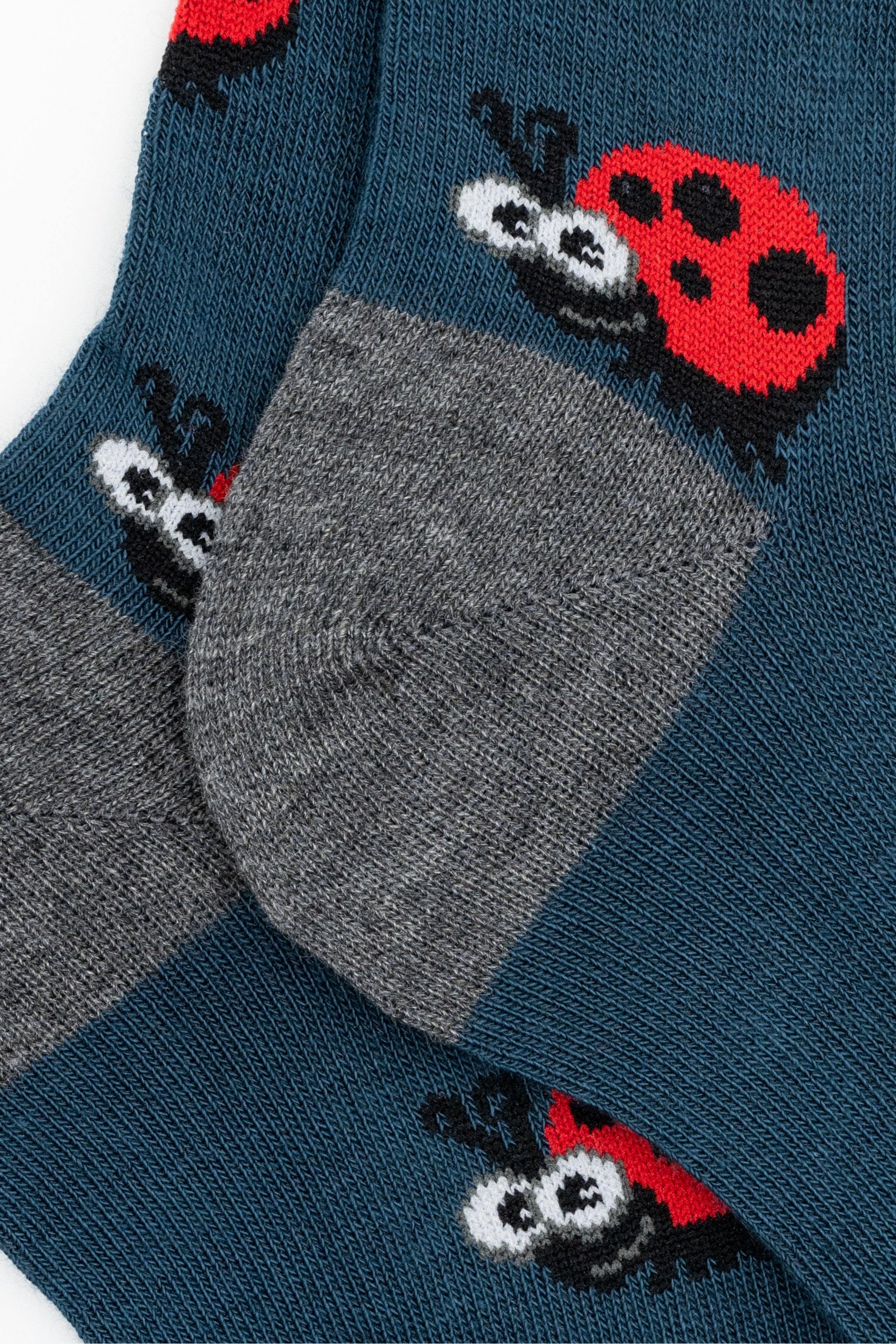 Long Cotton Socks with Ladybug Pattern - -