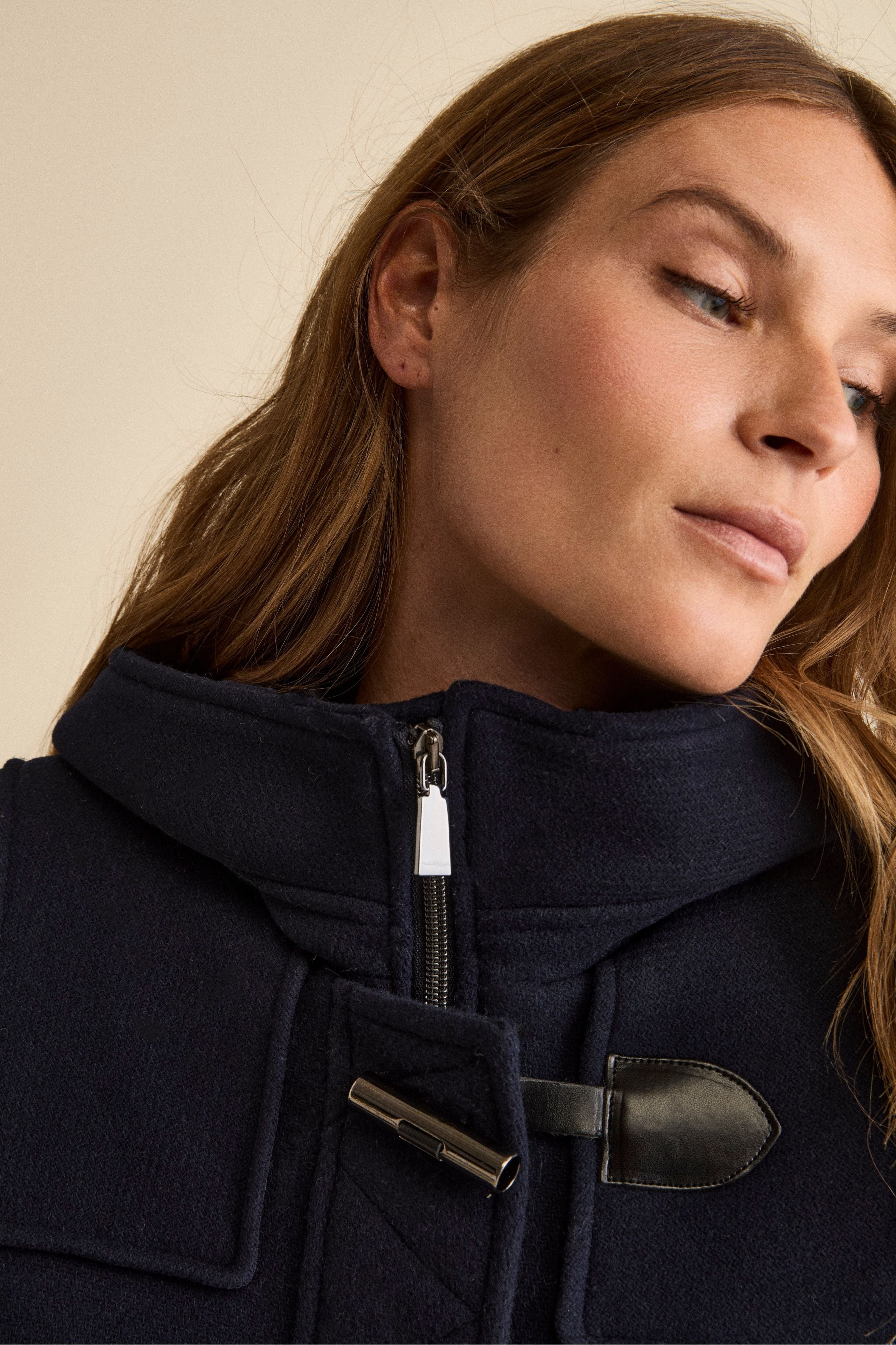 Wool Blend Duffle Coat with Hood - BLUE