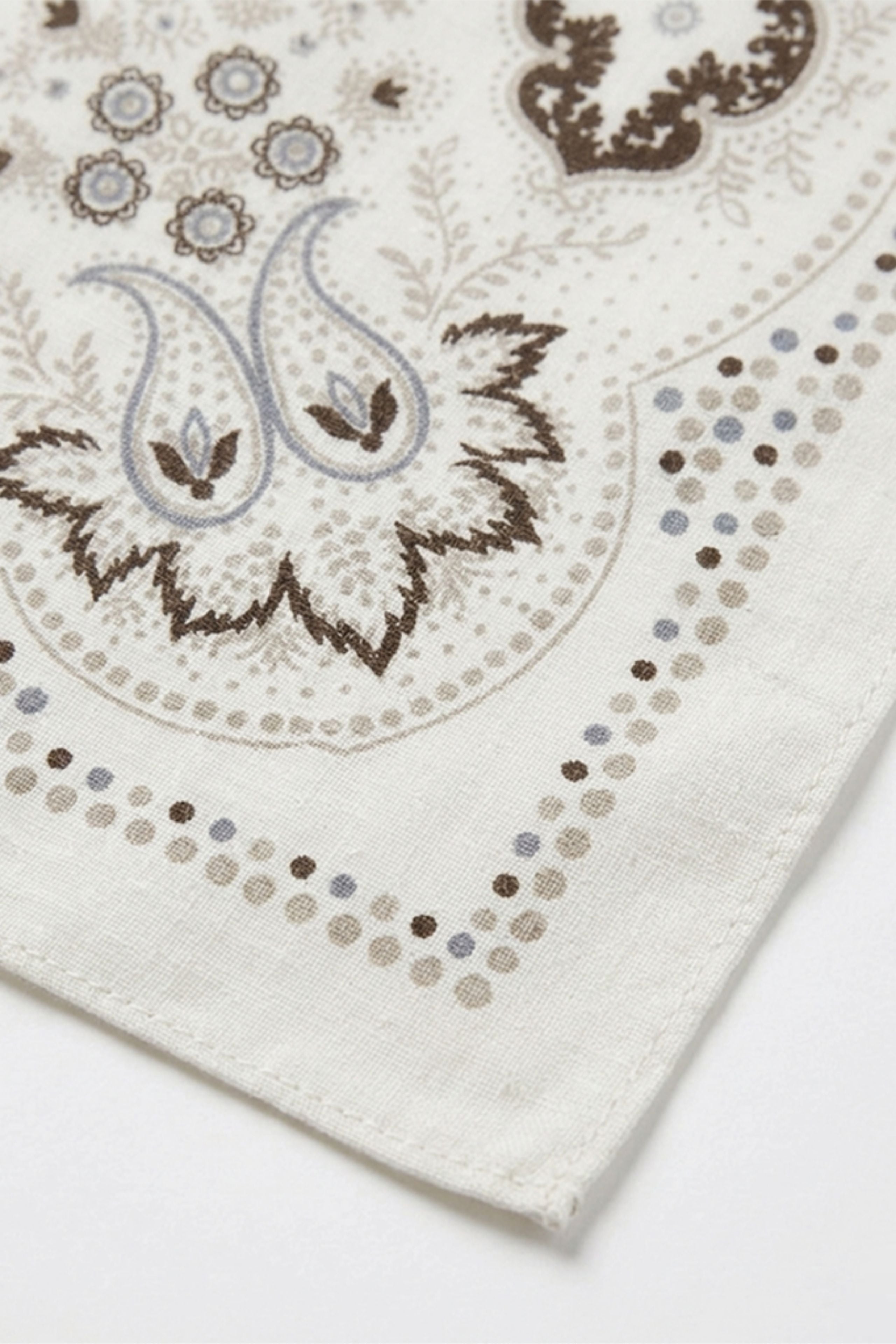 Printed Cotton Patterned Scarf - Beige pattern