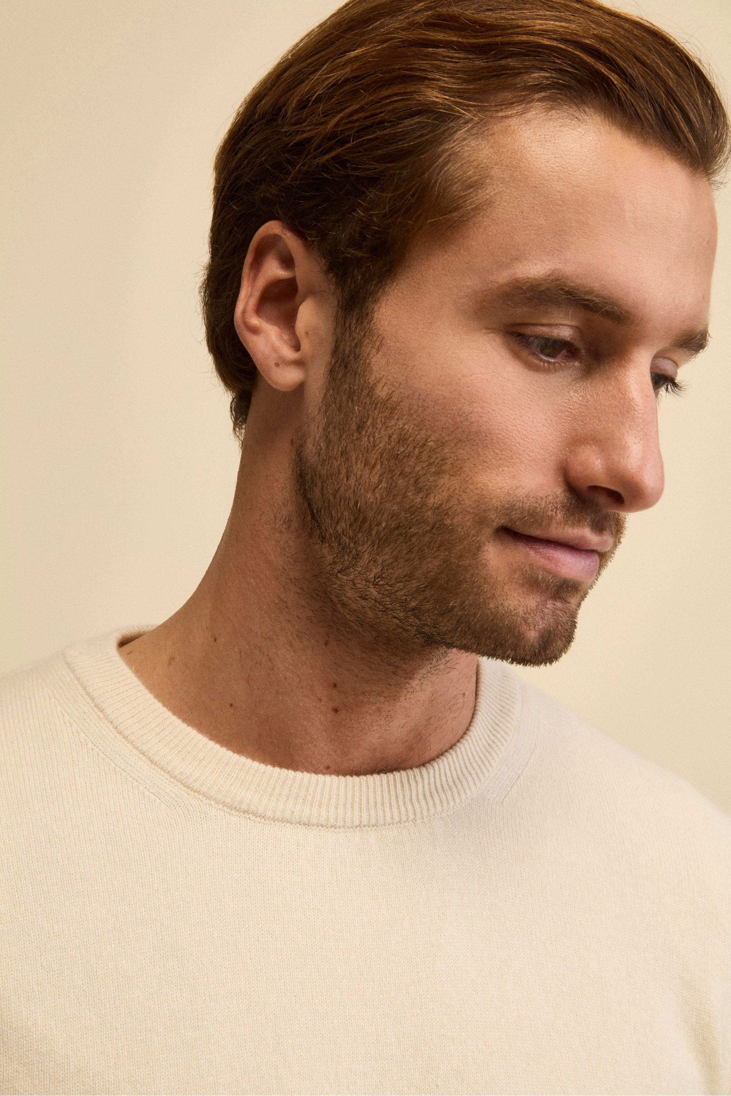 Cashmere and silk crew neck - Cream white