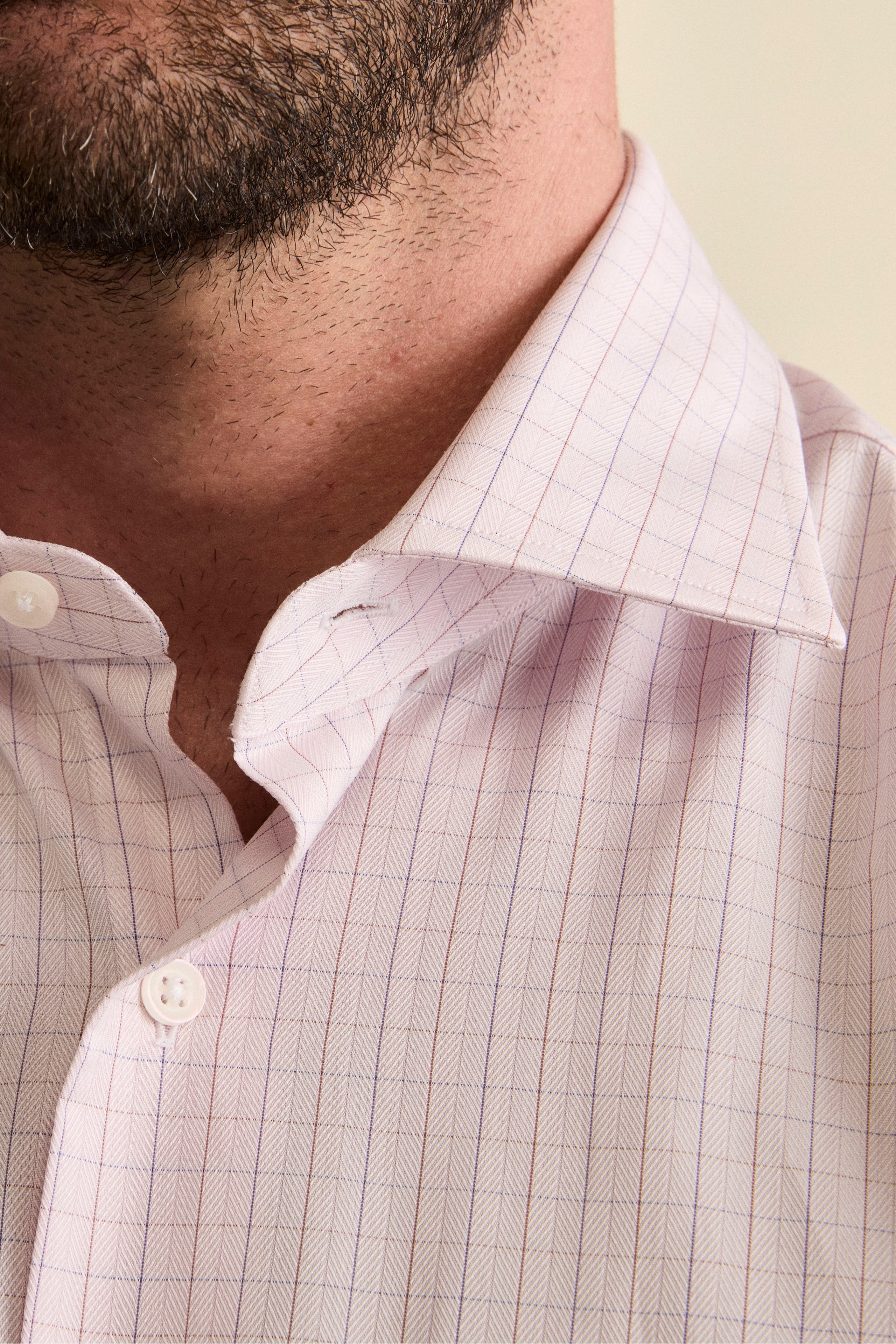 Custom Fit Check Shirt in Cotton - Pink check