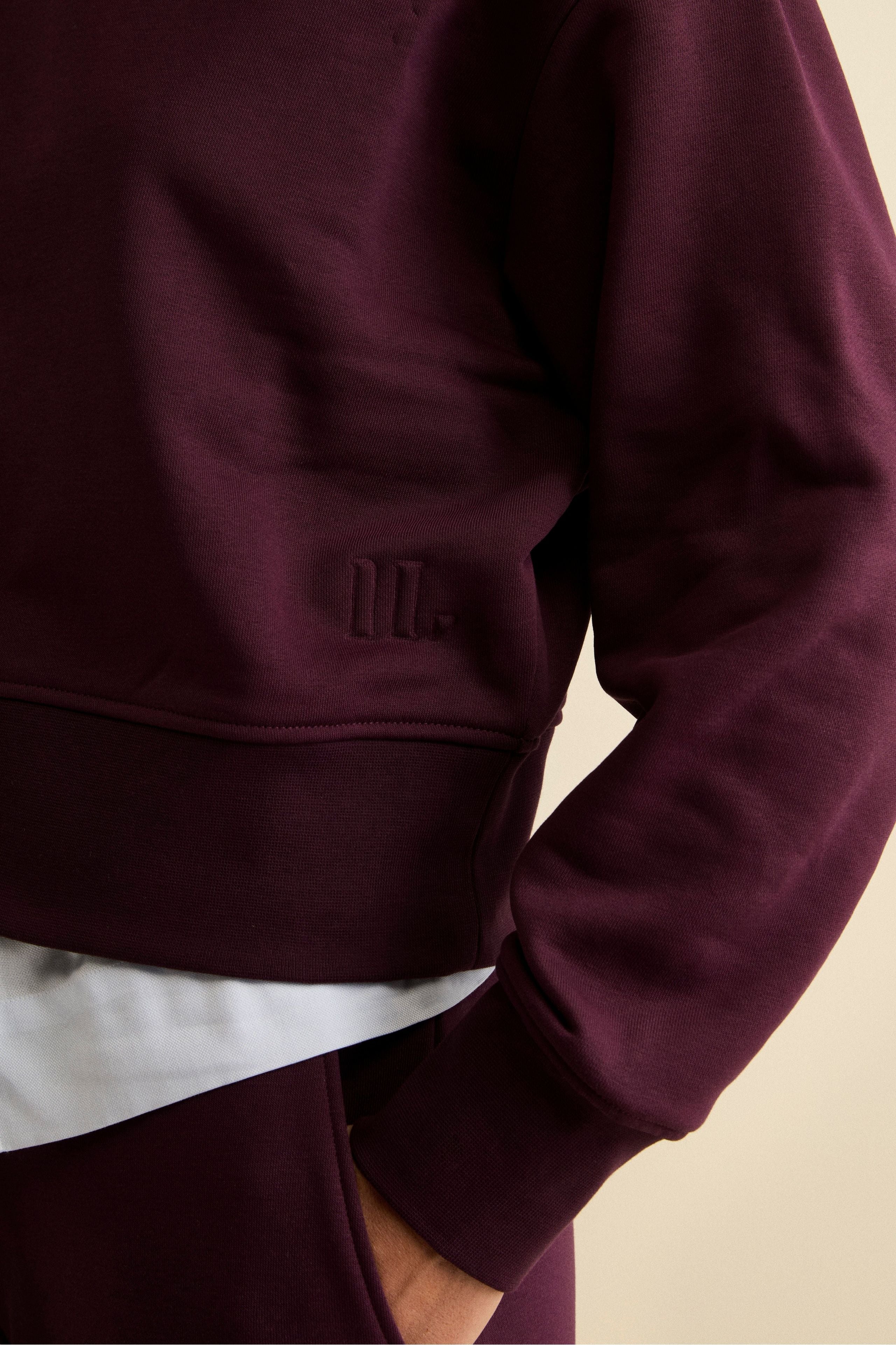 Oversized Cotton Crewneck Sweatshirt - Wine red