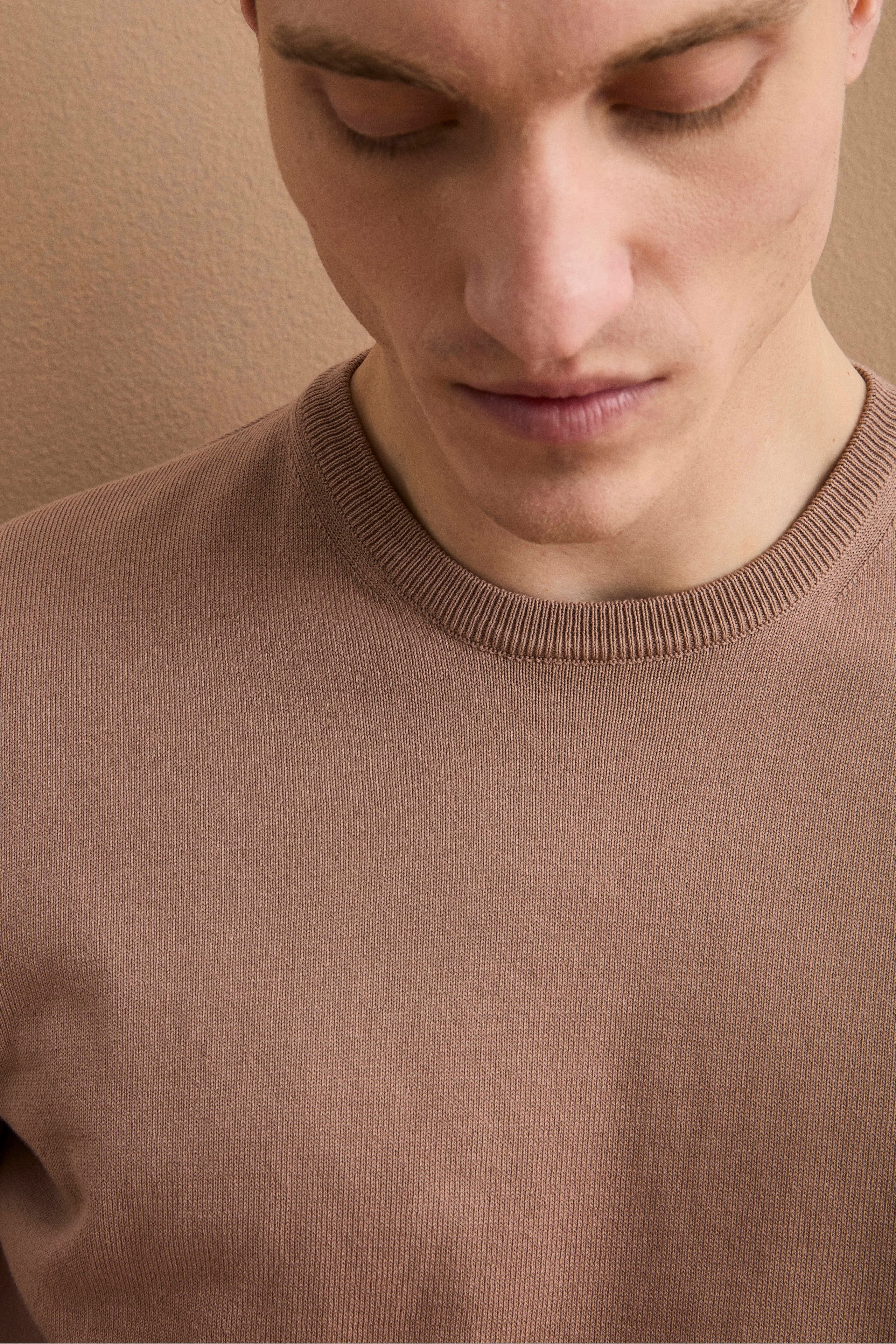 Maglia girocollo in cotone - CAPPUCCINO