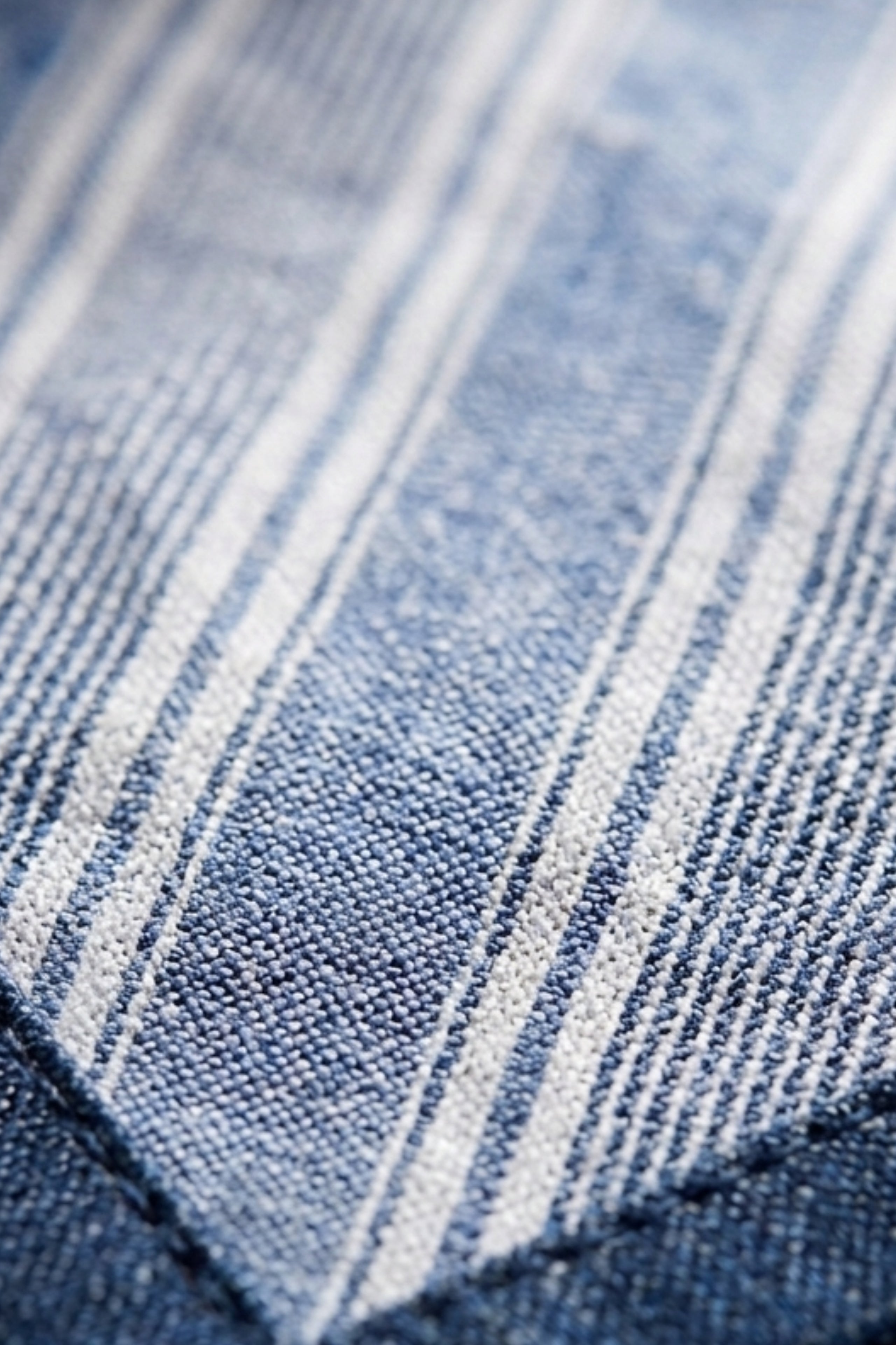 Baumwolltuch mit Streifenmuster - Hellblau-Blau gestreift