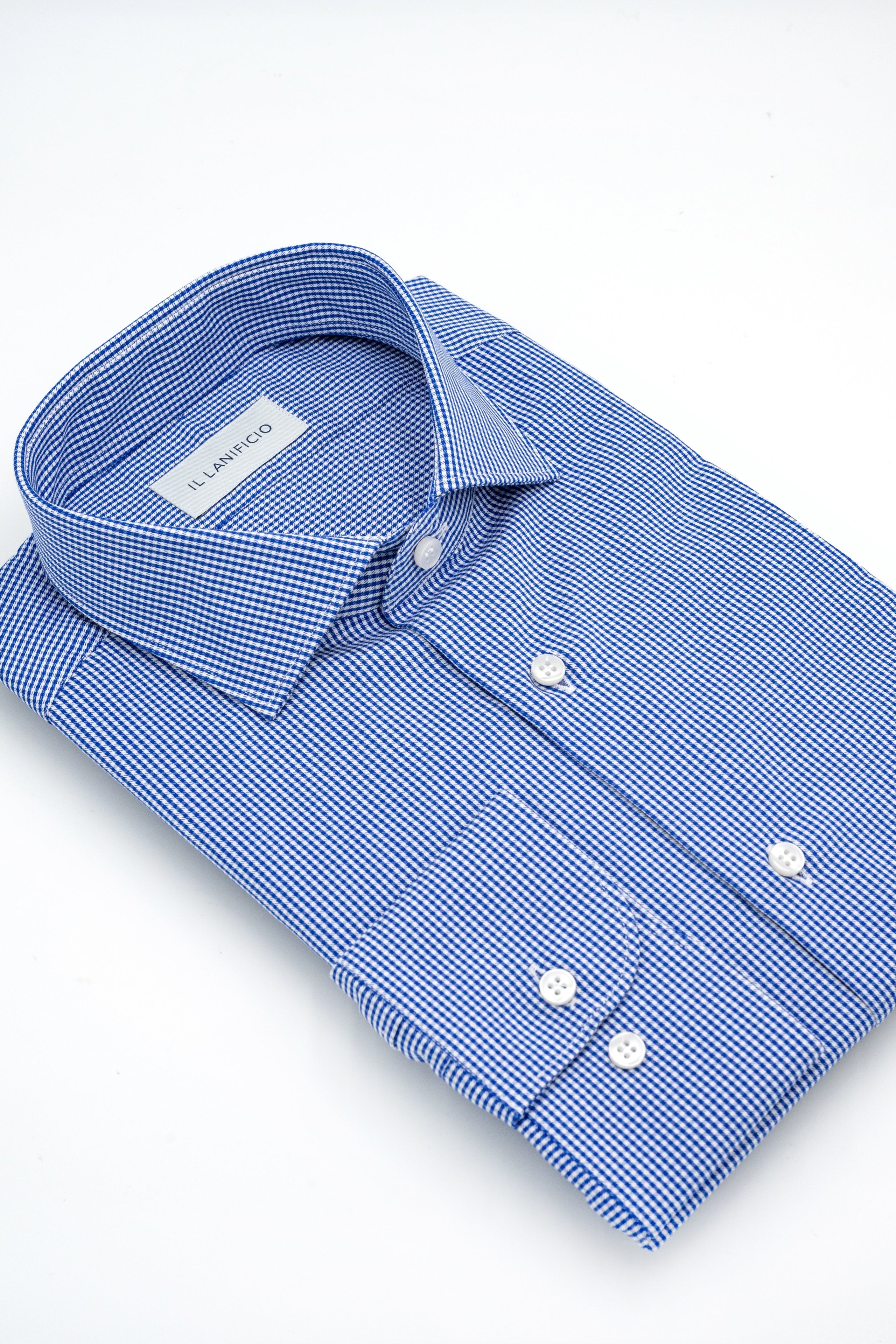 Custom-Fit Checked Cotton Twill Shirt - Blue check