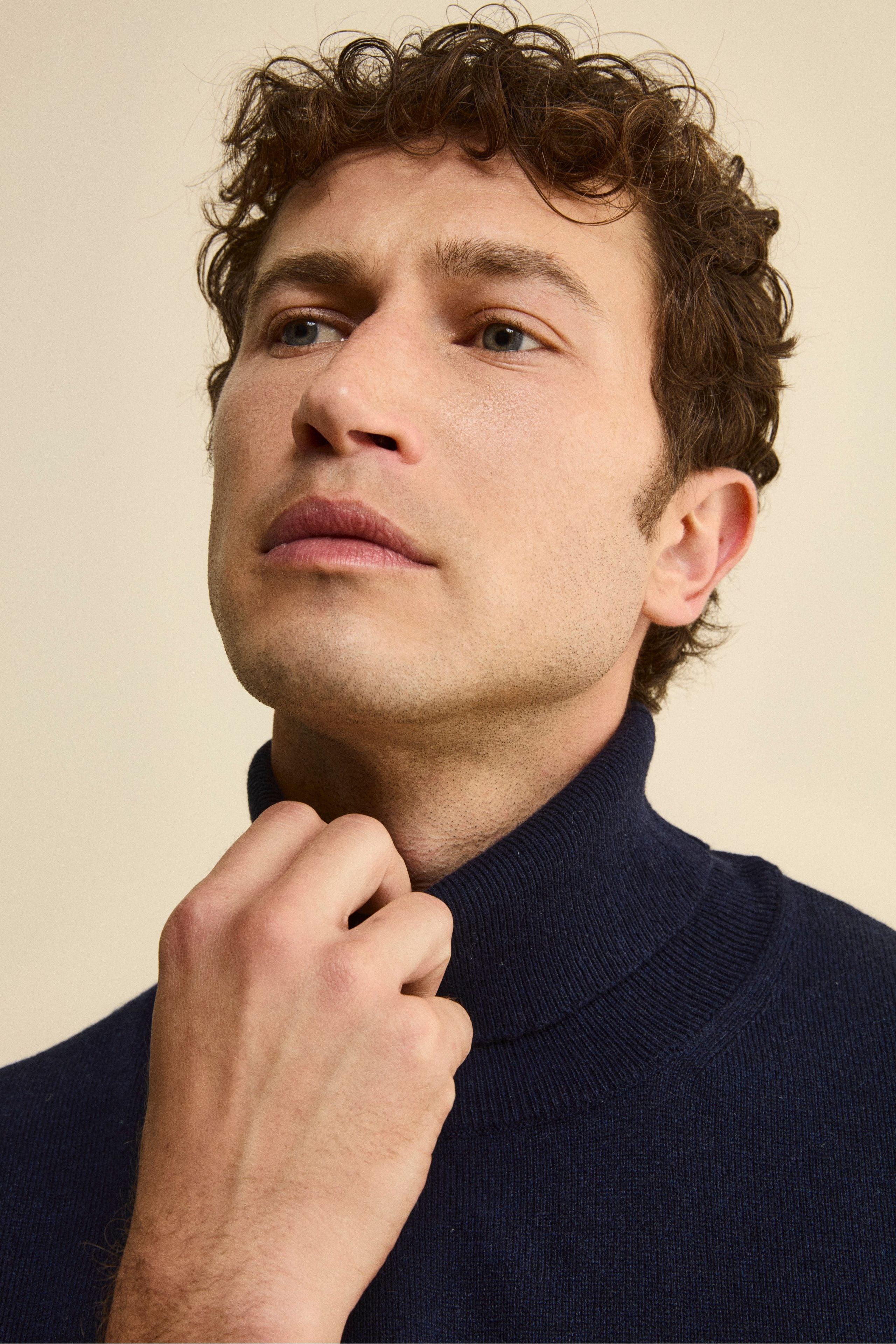 Silk and cashmere turtleneck - BLUE