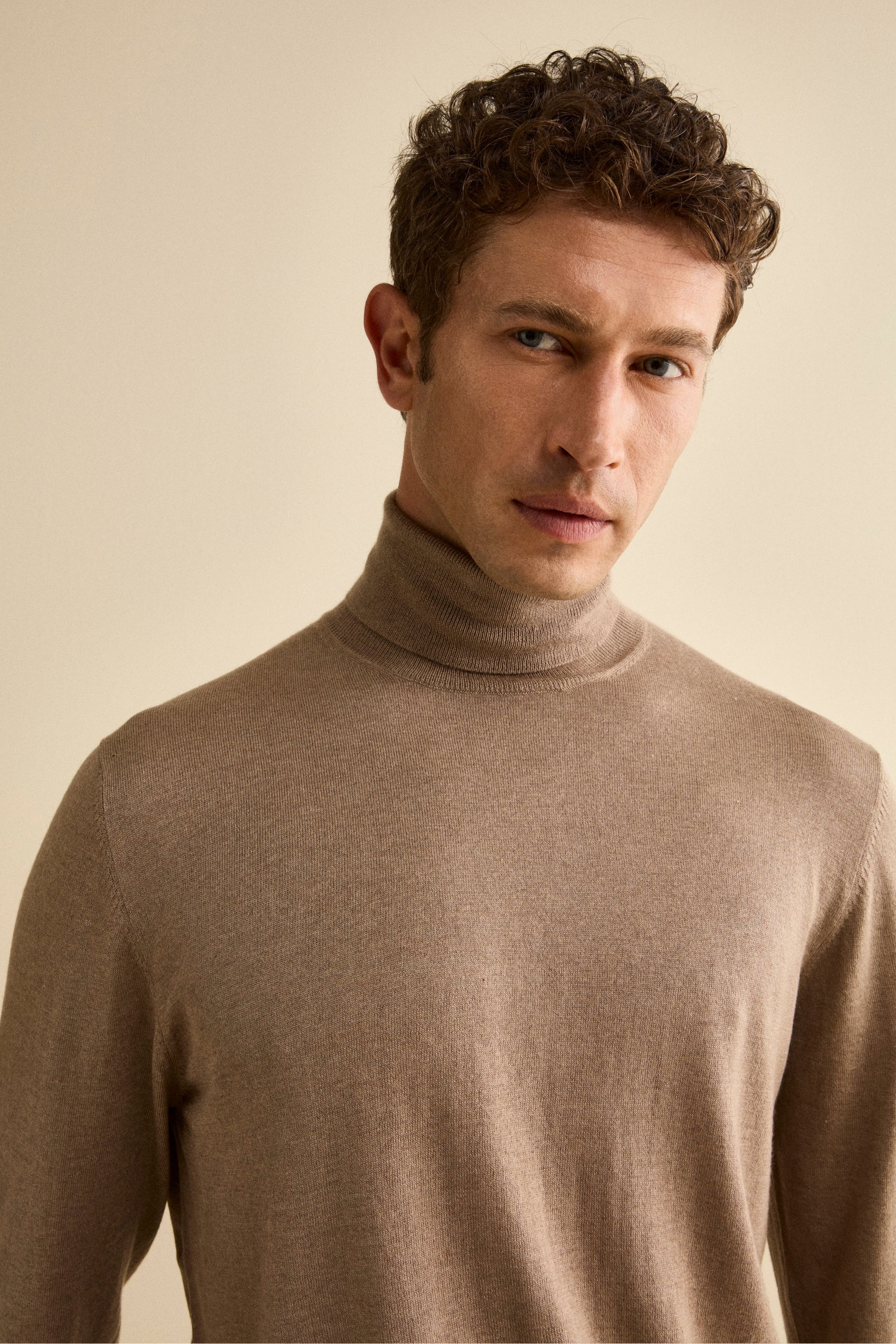 Silk and cashmere turtleneck sweater - Mink