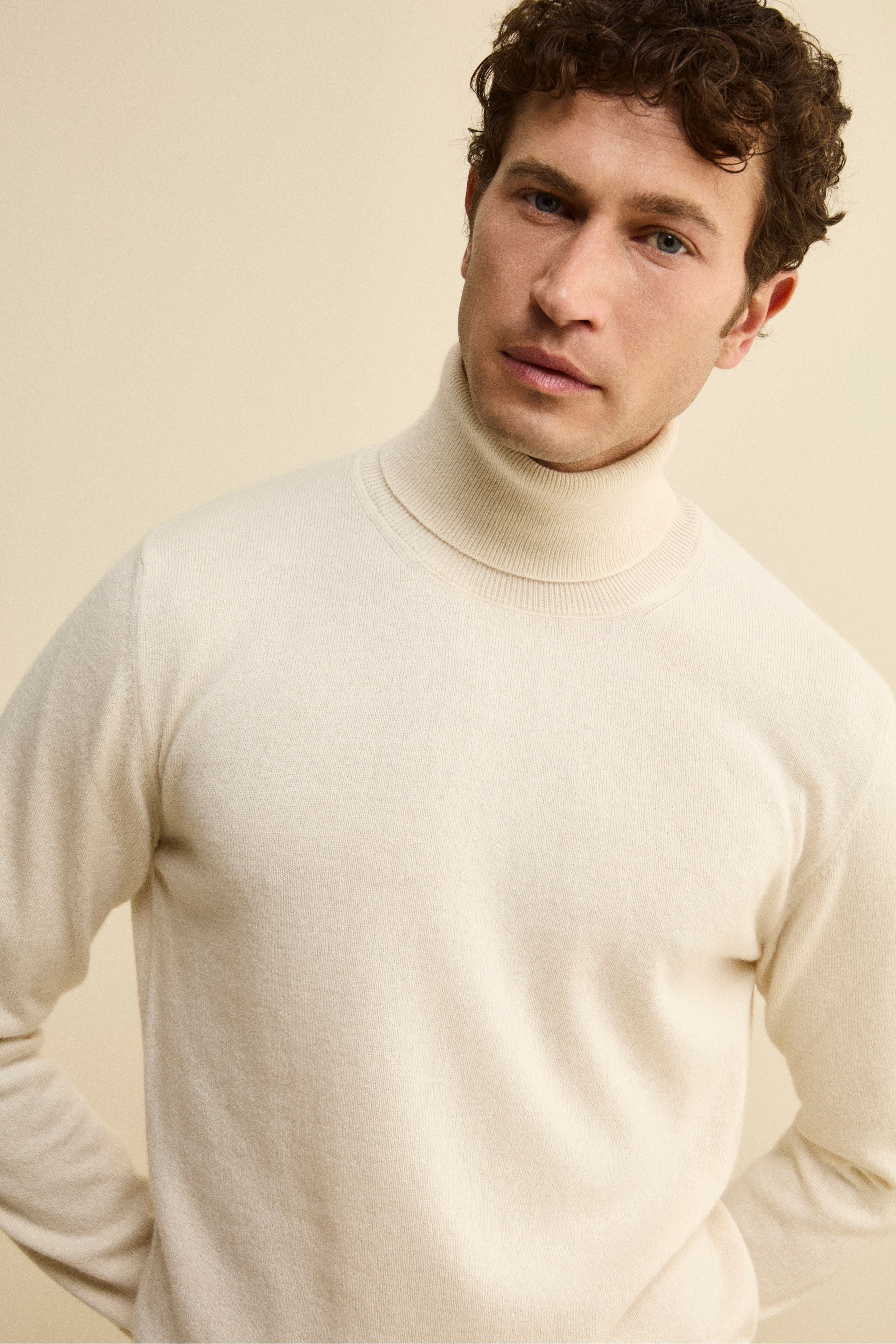 Silk and cashmere turtleneck - Cream white
