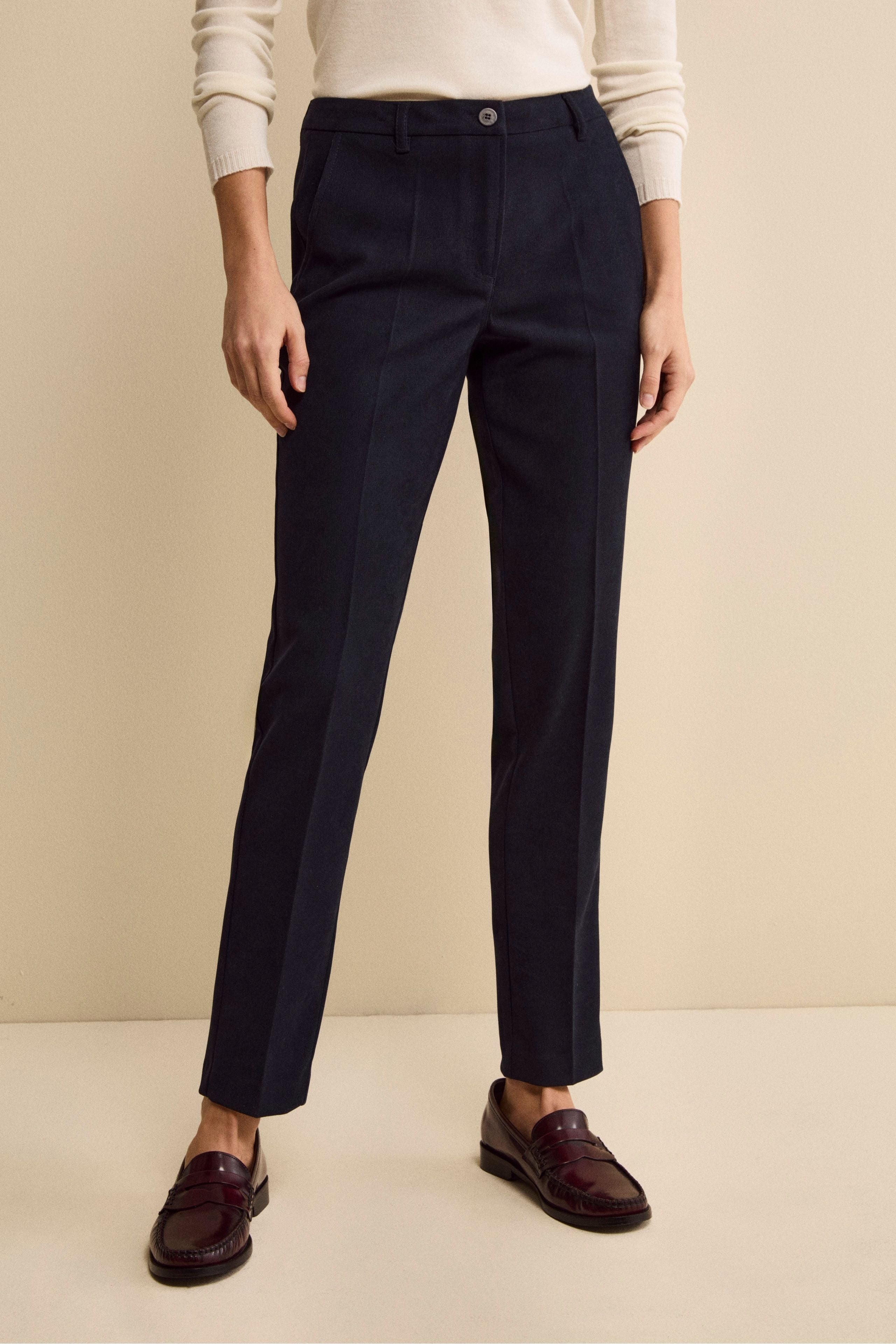 Regular-Fit Cigarette Trousers in Velvet - BLUE