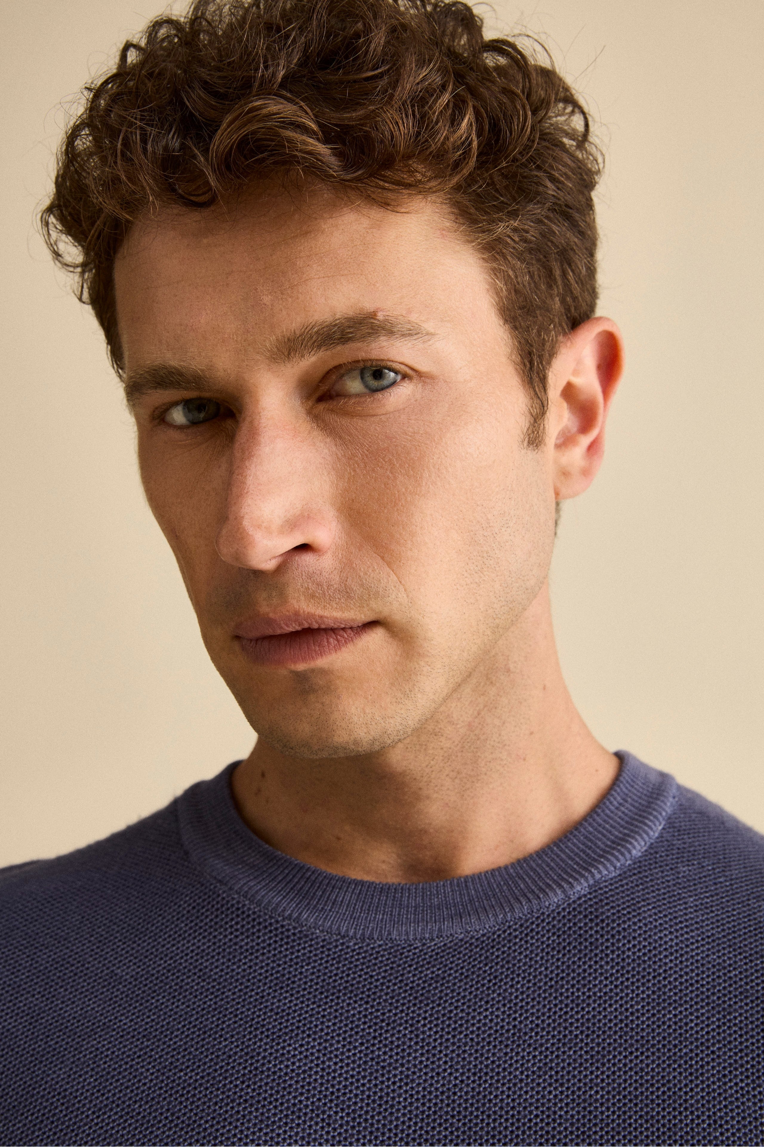 Honeycomb wool sweater - DENIM