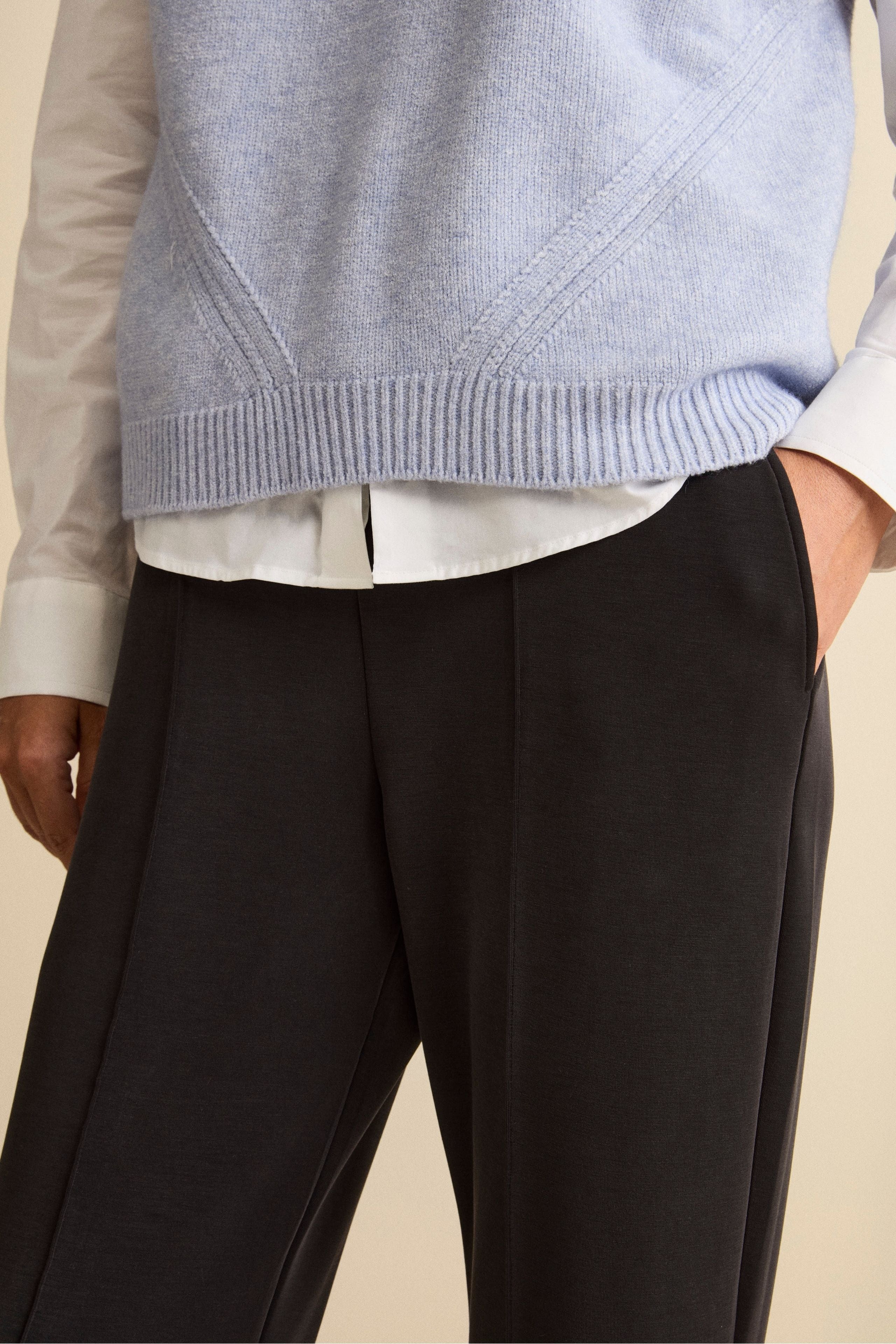 Soft Scuba Trousers - BLACK