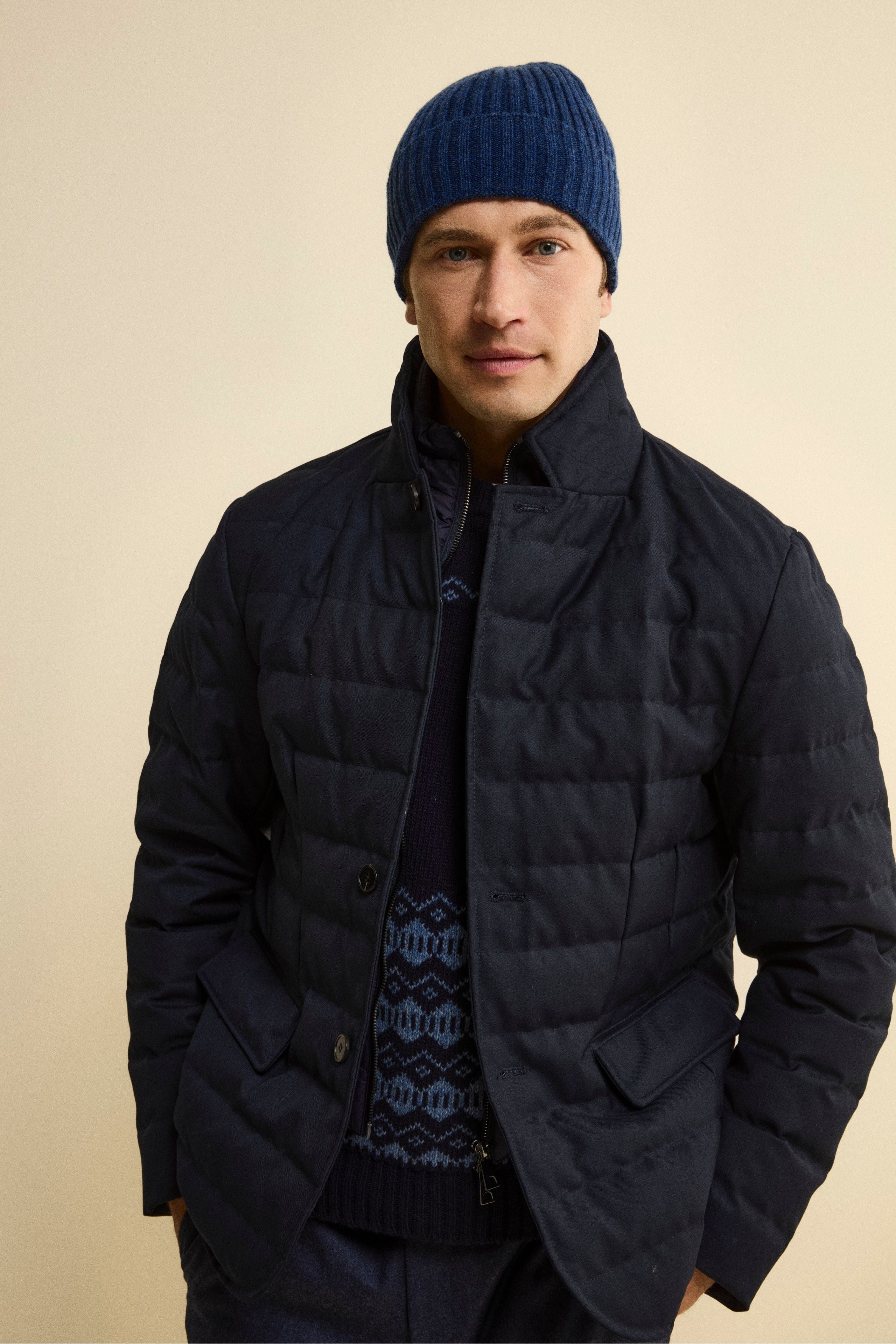 Ribbed cashmere beanie - WOOD