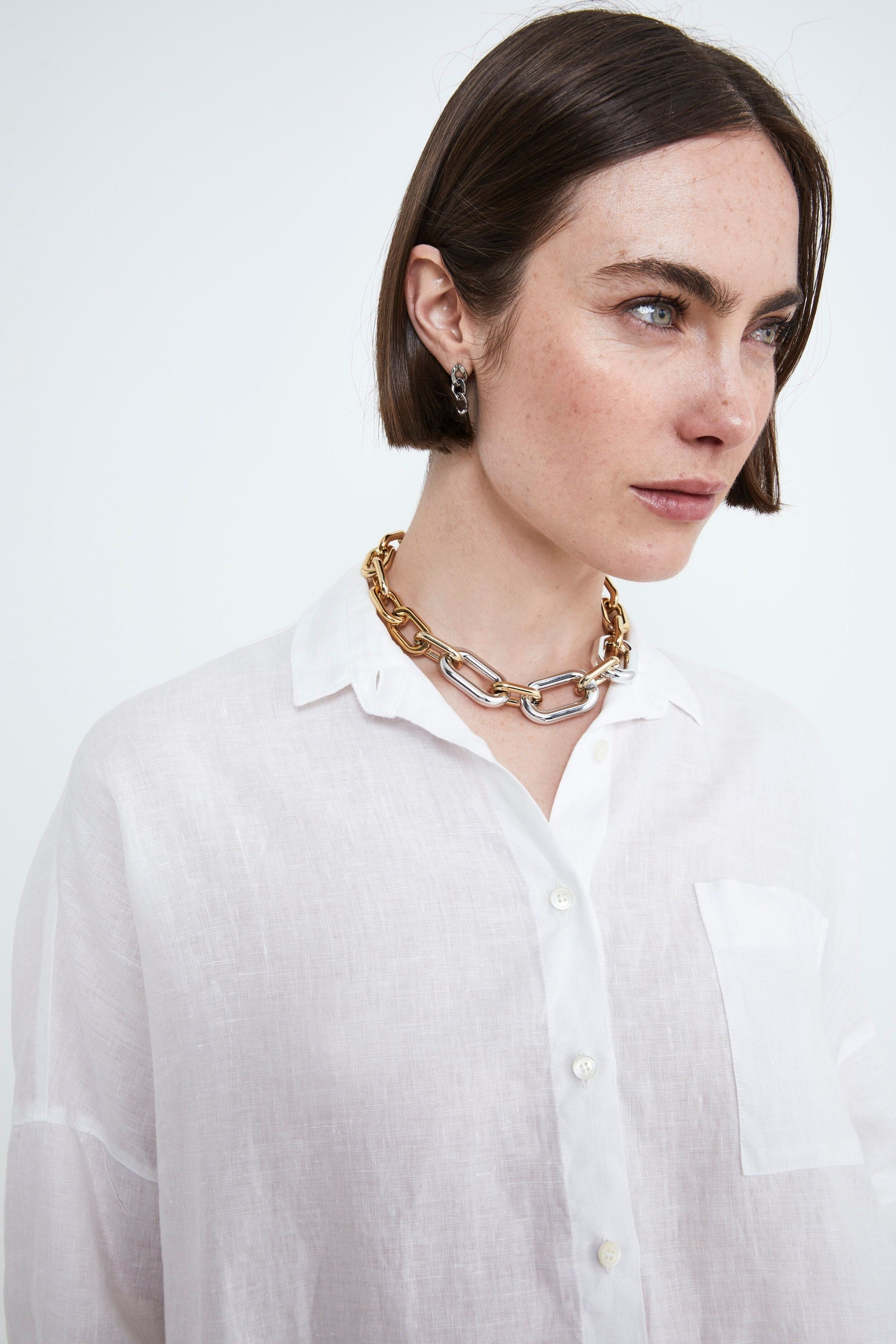 Camicia Over in Lino - BIANCO