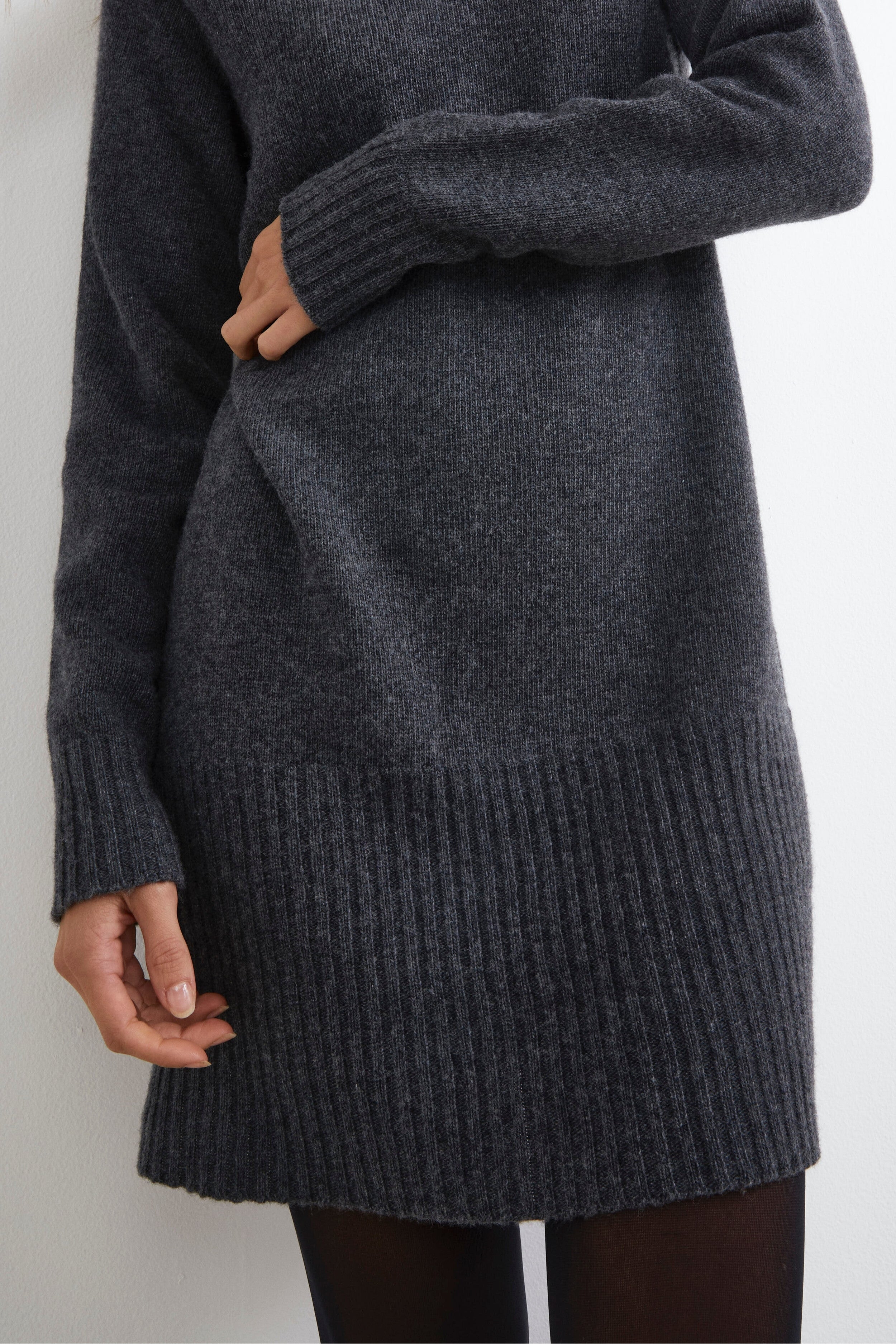 Abito Midi in Misto Cashmere - ANTRACITE