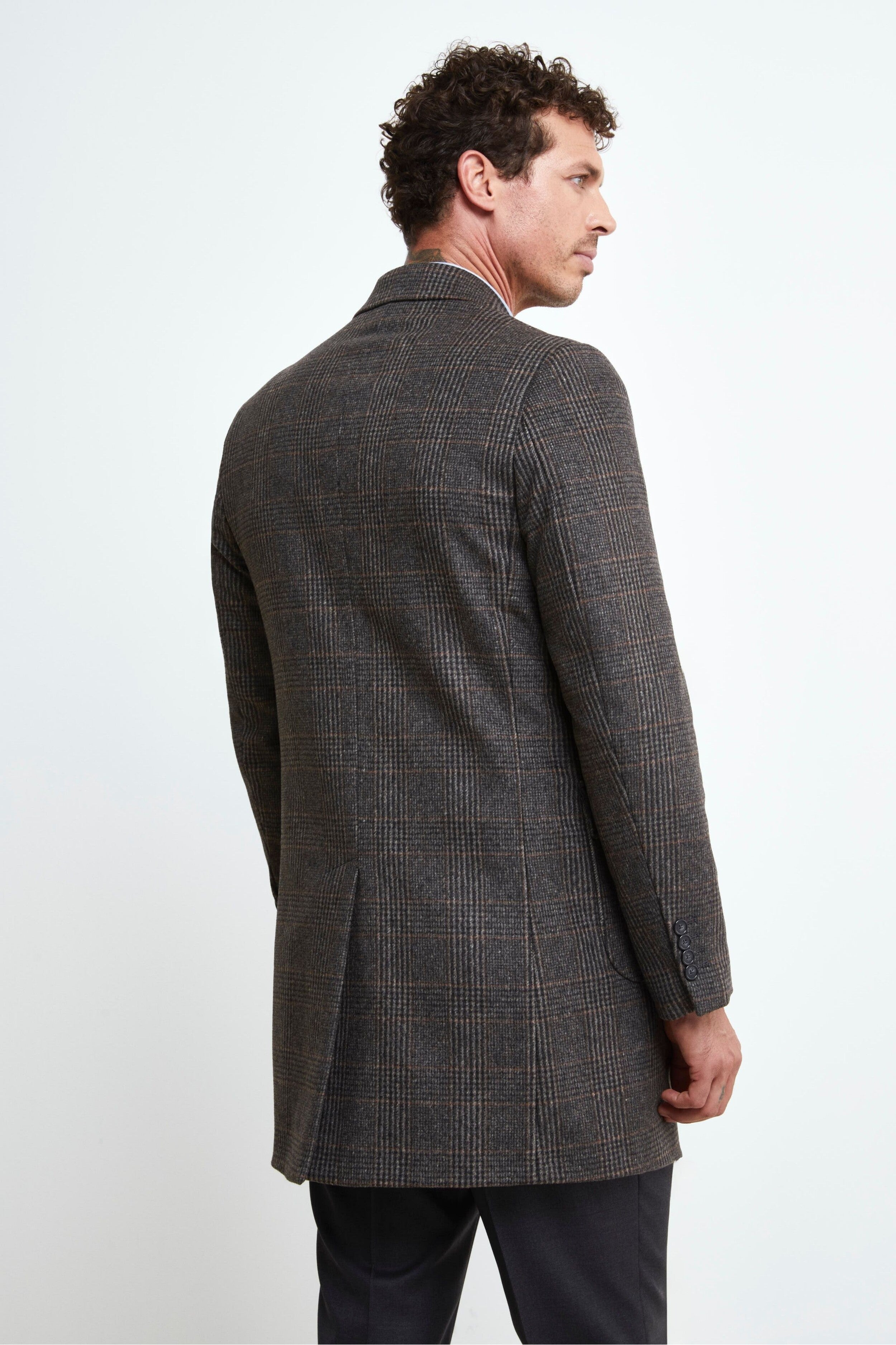 Cappotto Check in Lana e Cashmere - MARRONE QUADRI