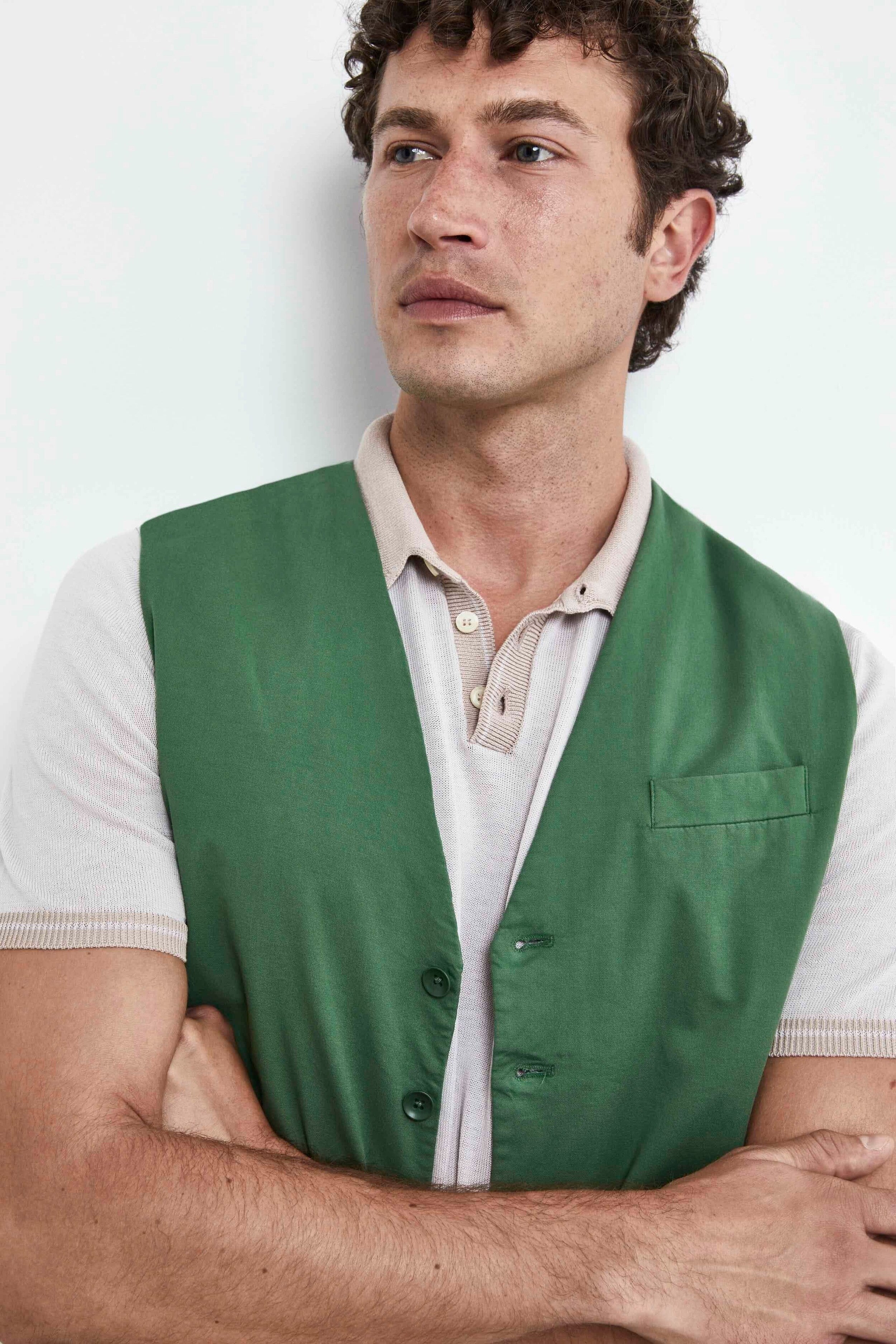 Gilet Casual in Cotone - VERDE