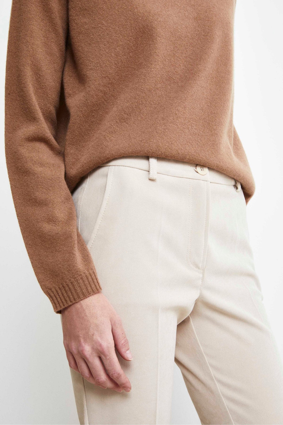 Pantaloni sigaretta in Velluto - AVORIO