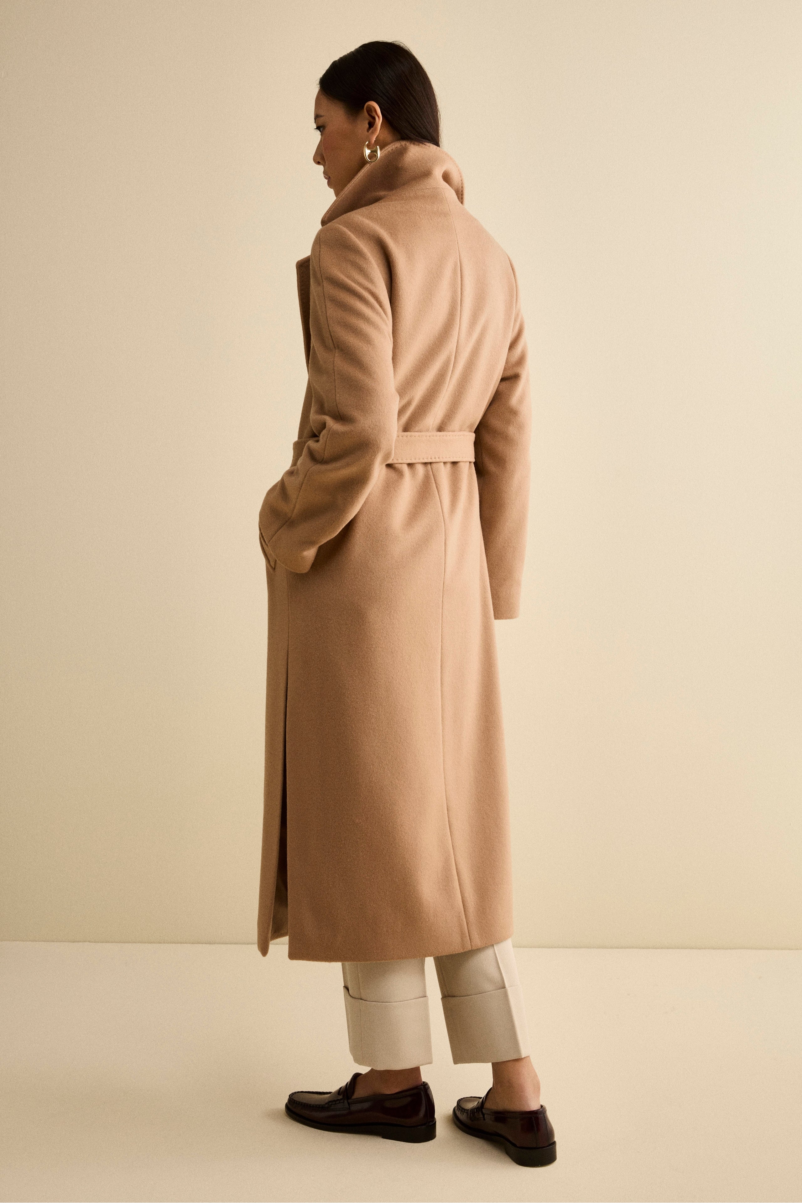 Long coat in wool and cashmere - CAMEL