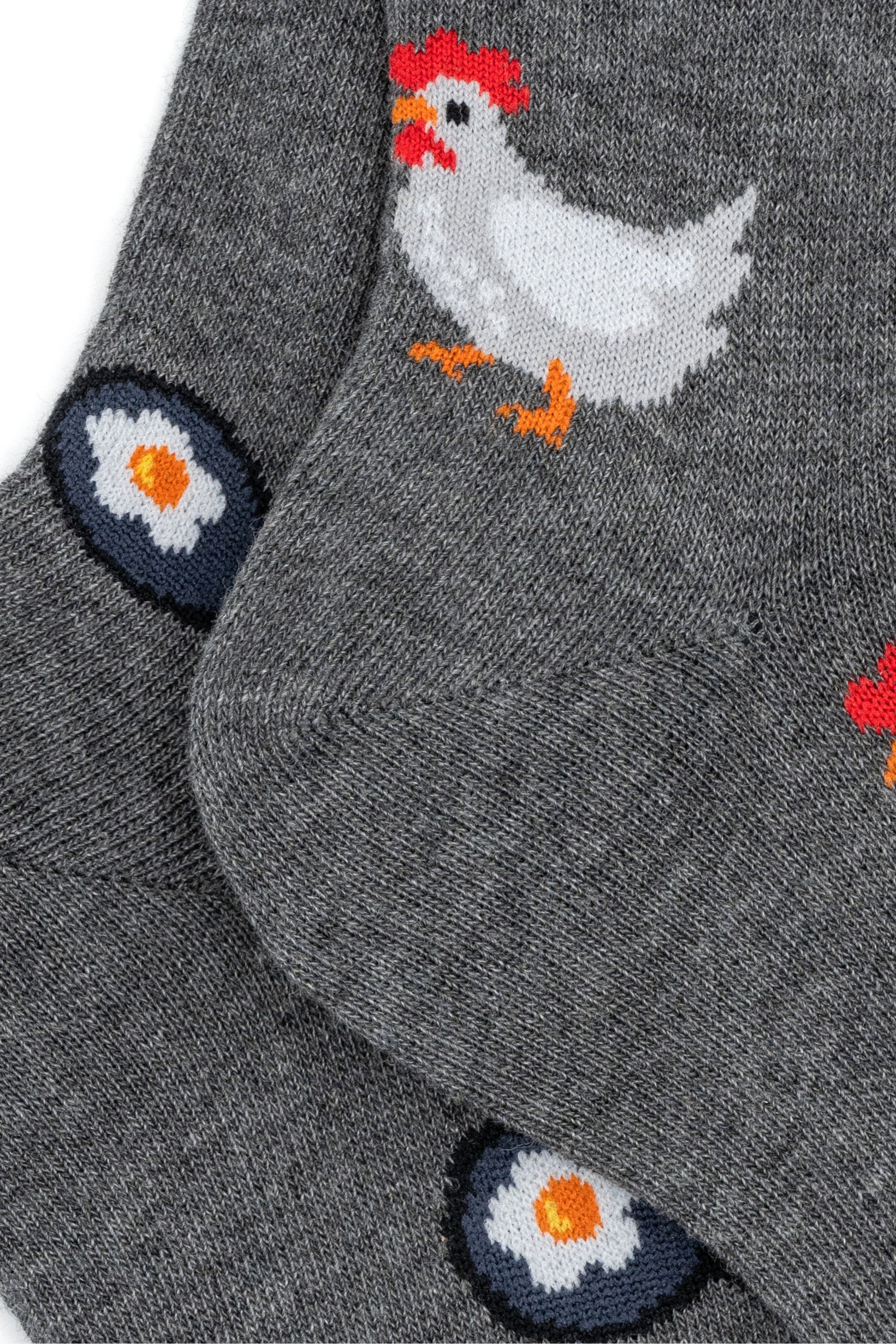 Long Cotton Socks with Pattern - Medium grey