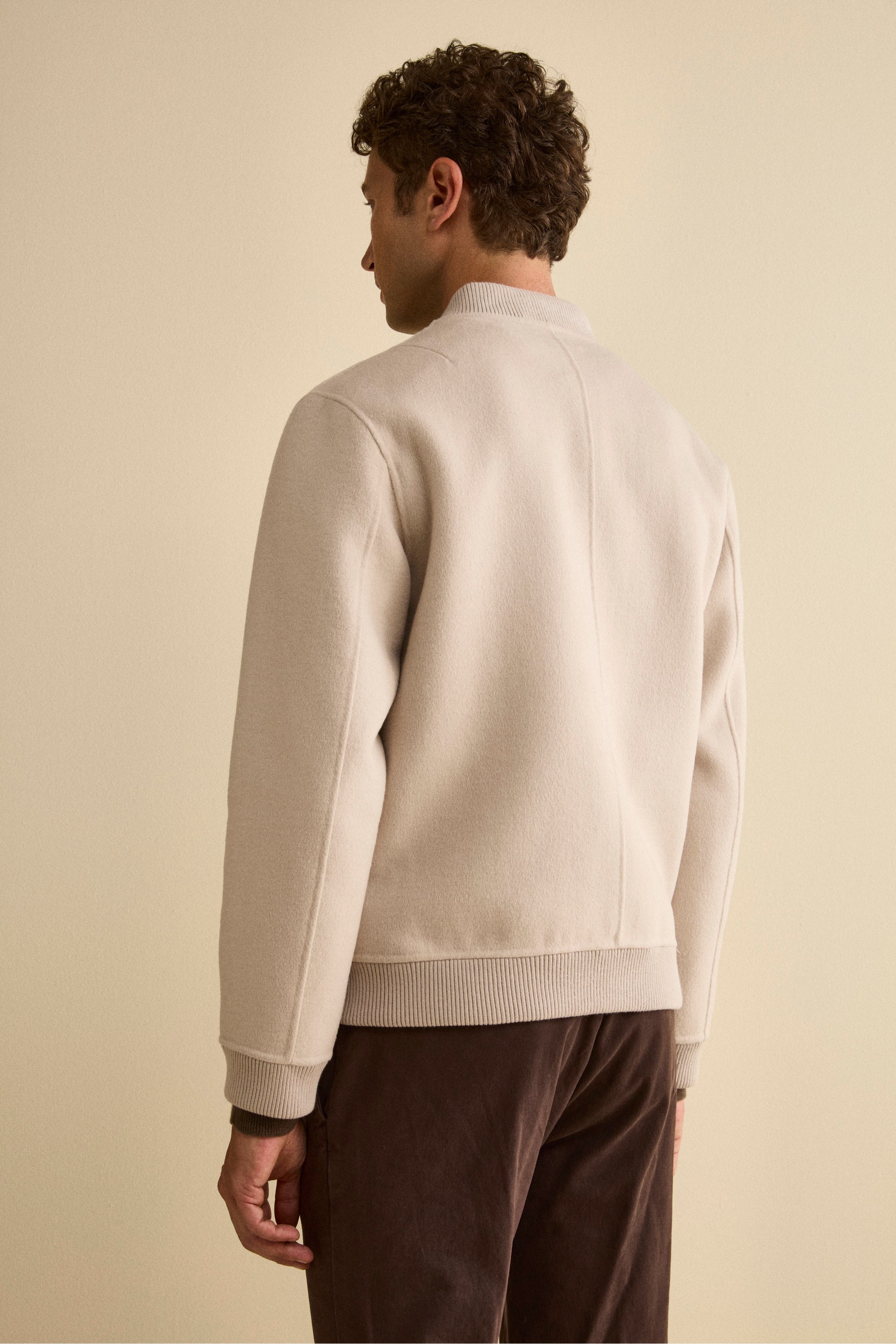 Wool Bomber with Zip - Light grey