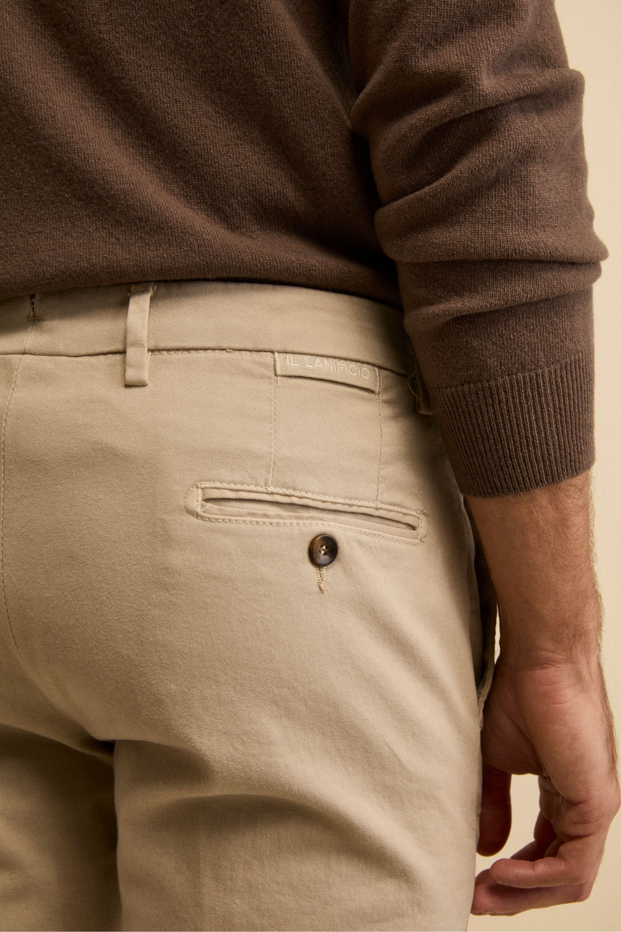 Slim Fit Hose aus Stretch-Gabardine - Sandbraun