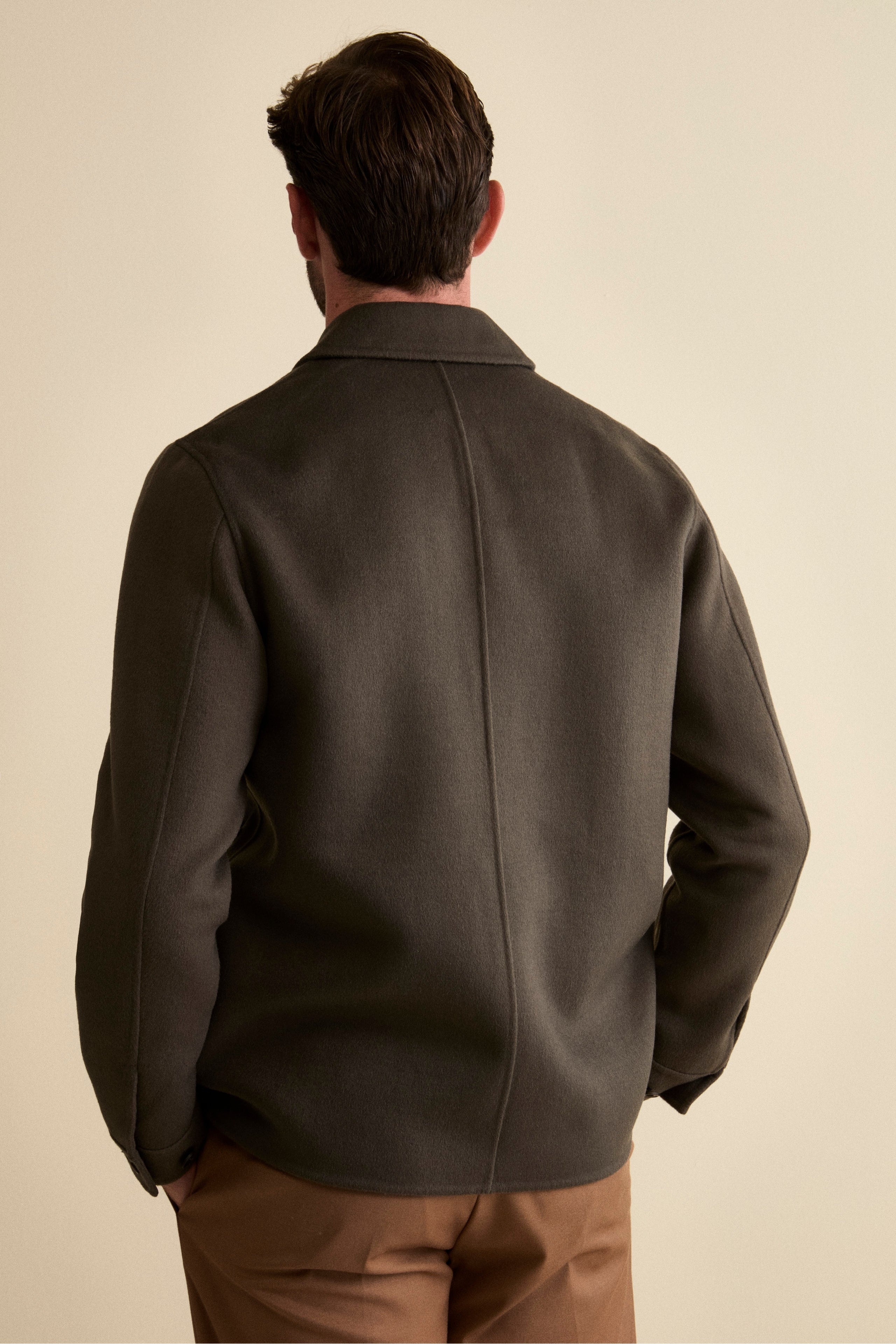 Shirt Jacket in Wool Blend - Dark grey