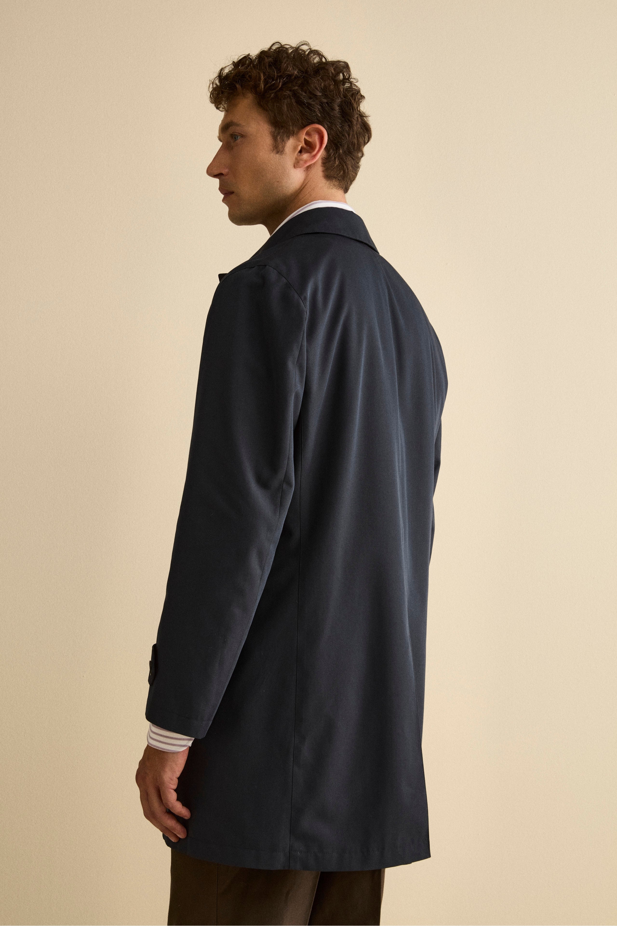 Mittellanger Winter-Regenmantel mit Steppfutter - BLAU