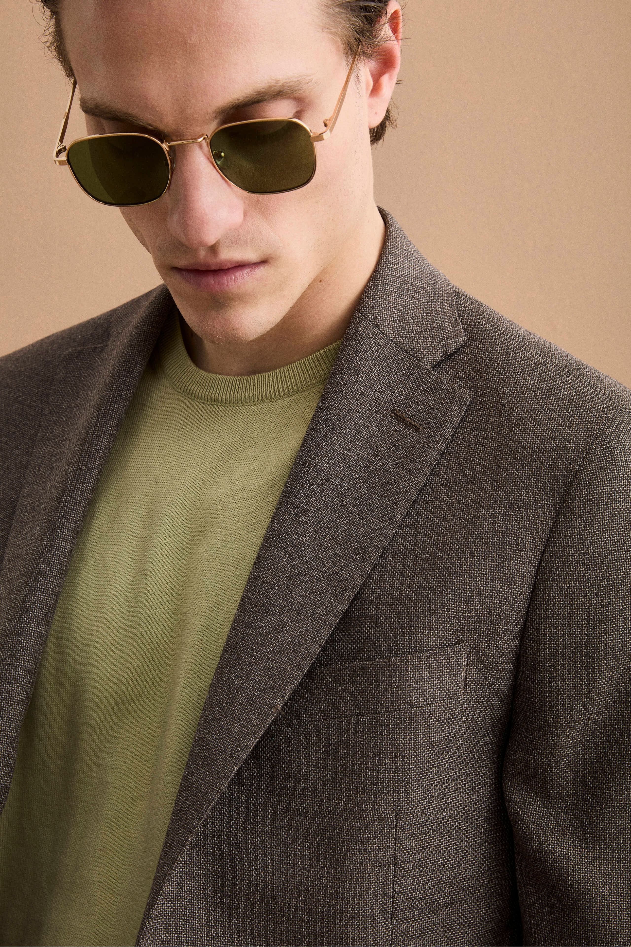 Giacca Slim Fit Semifoderata in Lana Vergine - MARRONE