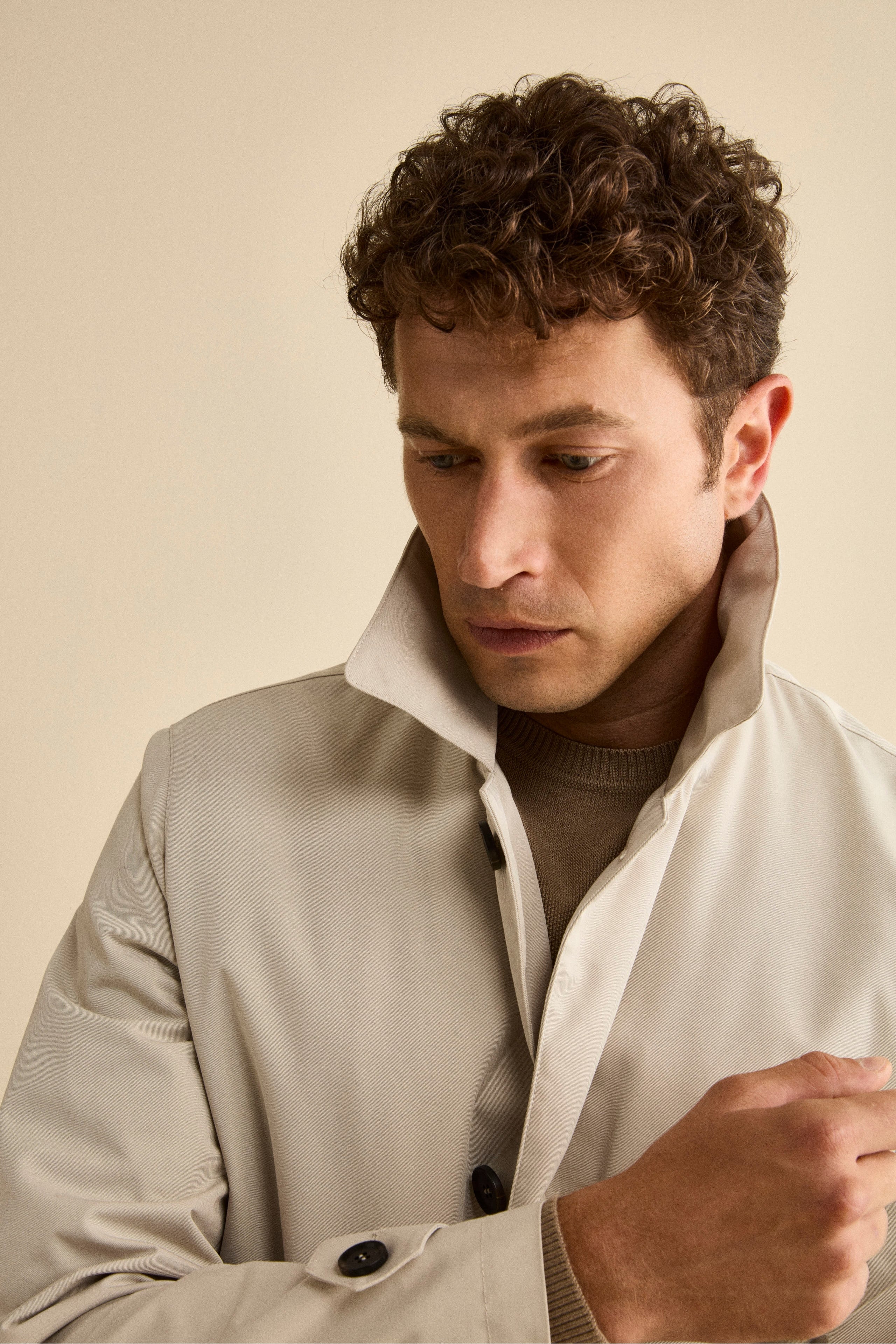 Quilted Winter Midi Raincoat - Light grey