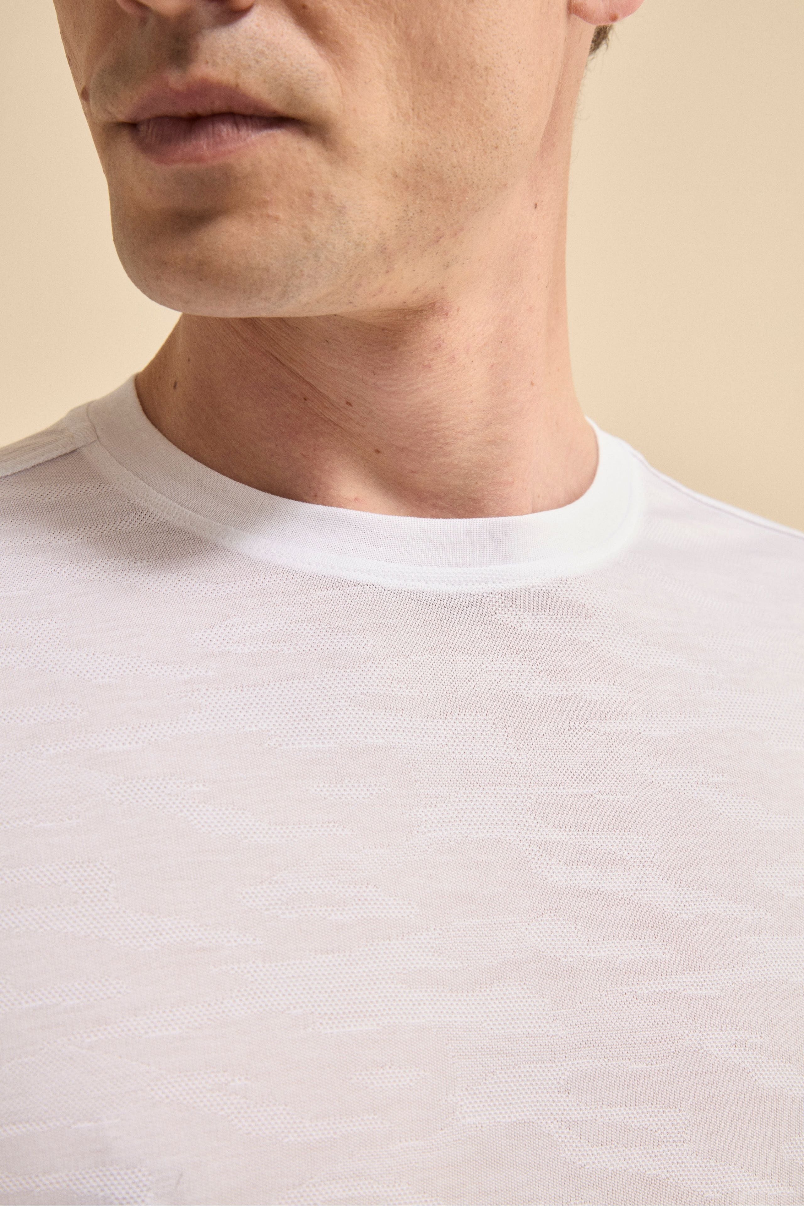 T-shirt in Filo di Scozia Motivo Jacquard - BIANCO