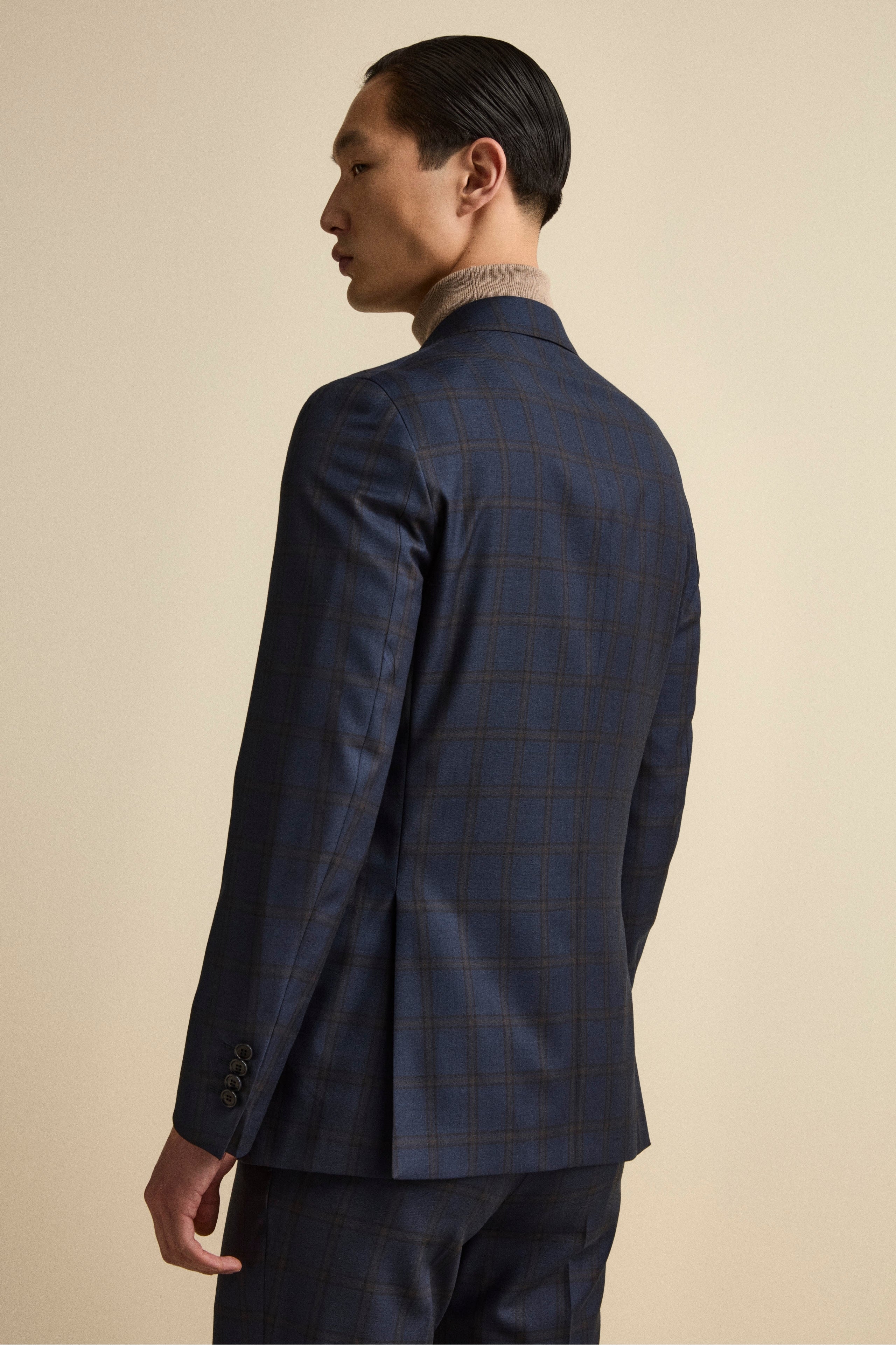 Slim-Fit Checked Lined Suit in Virgin Wool - Blue check