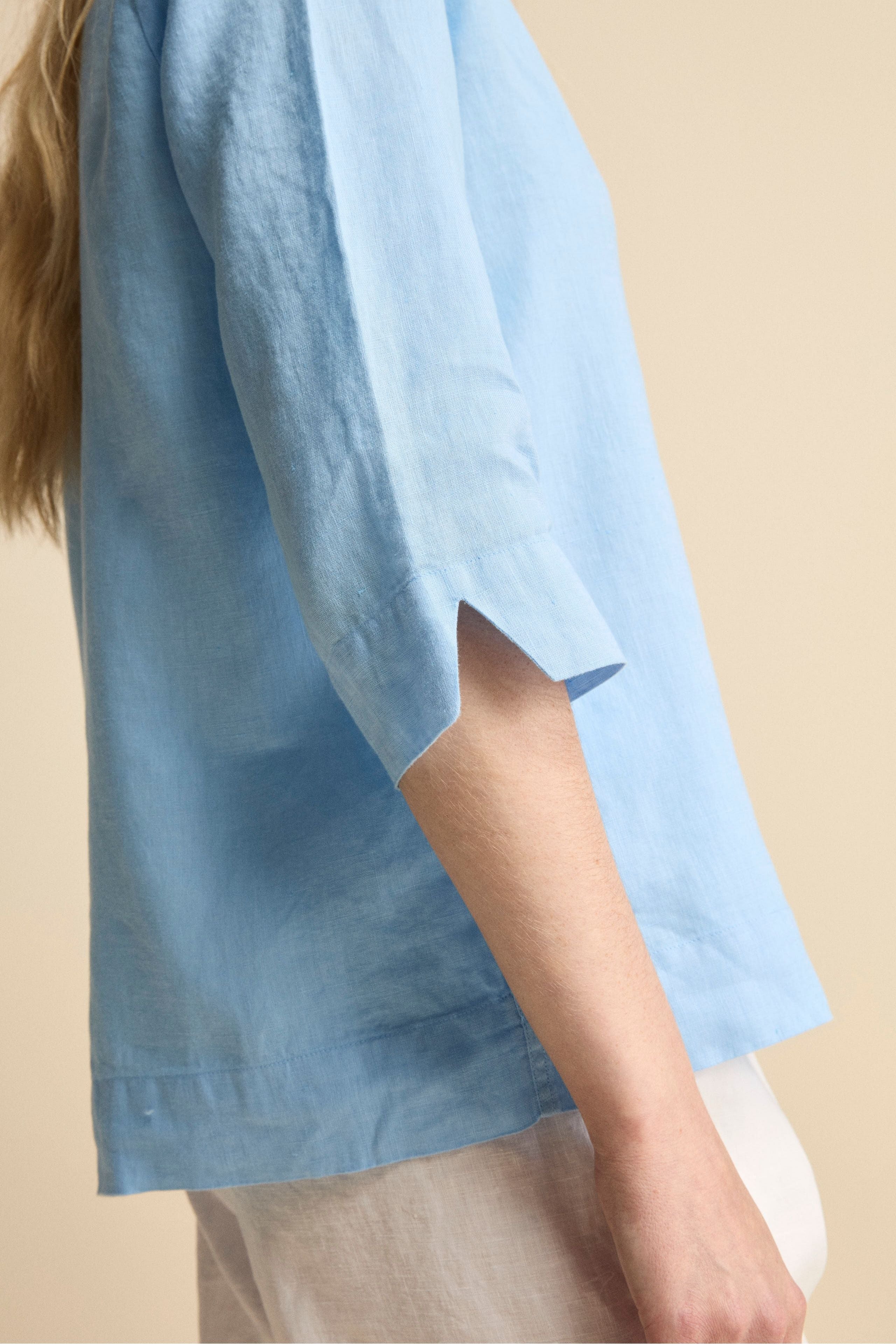 Camicia Boxy in Lino - AZZURRO