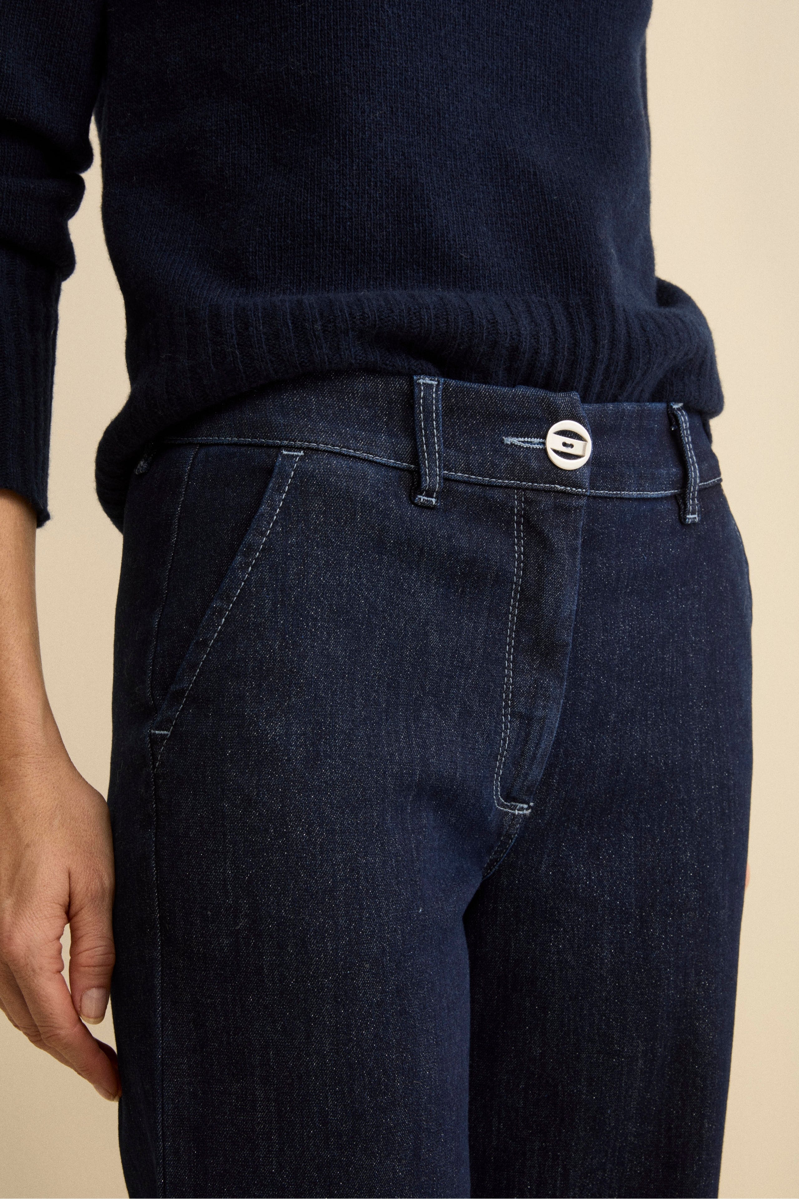 Glitter Flared Trousers - DENIM