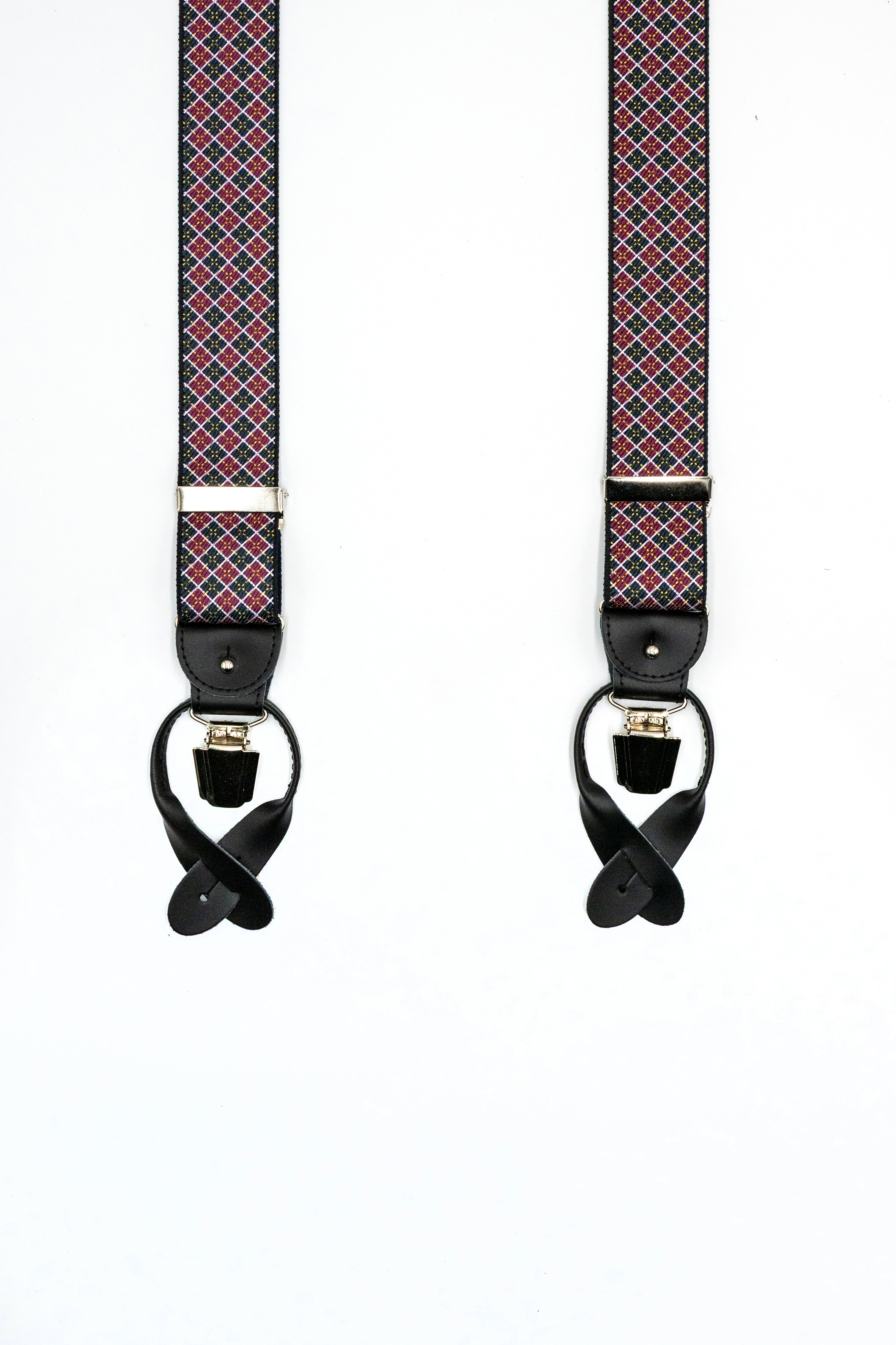 Bretelle con Clip e Asole in Pelle - FANT. BLU/ROSSO