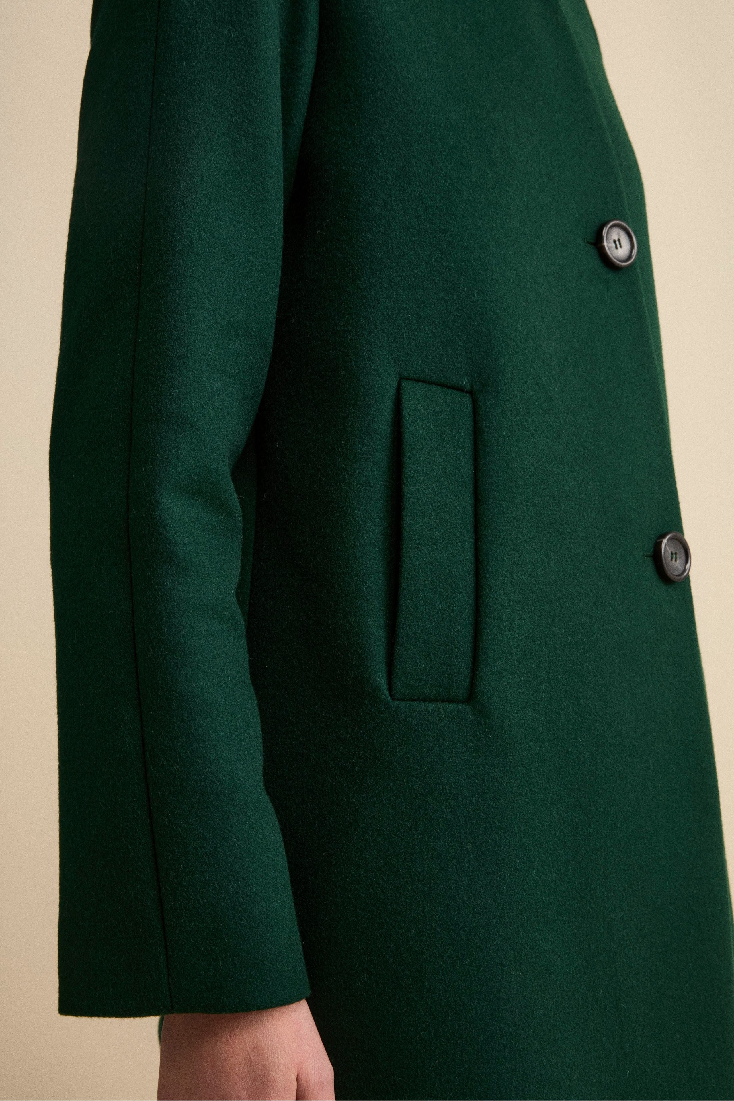 Short Lined Coat in Virgin Wool - Green