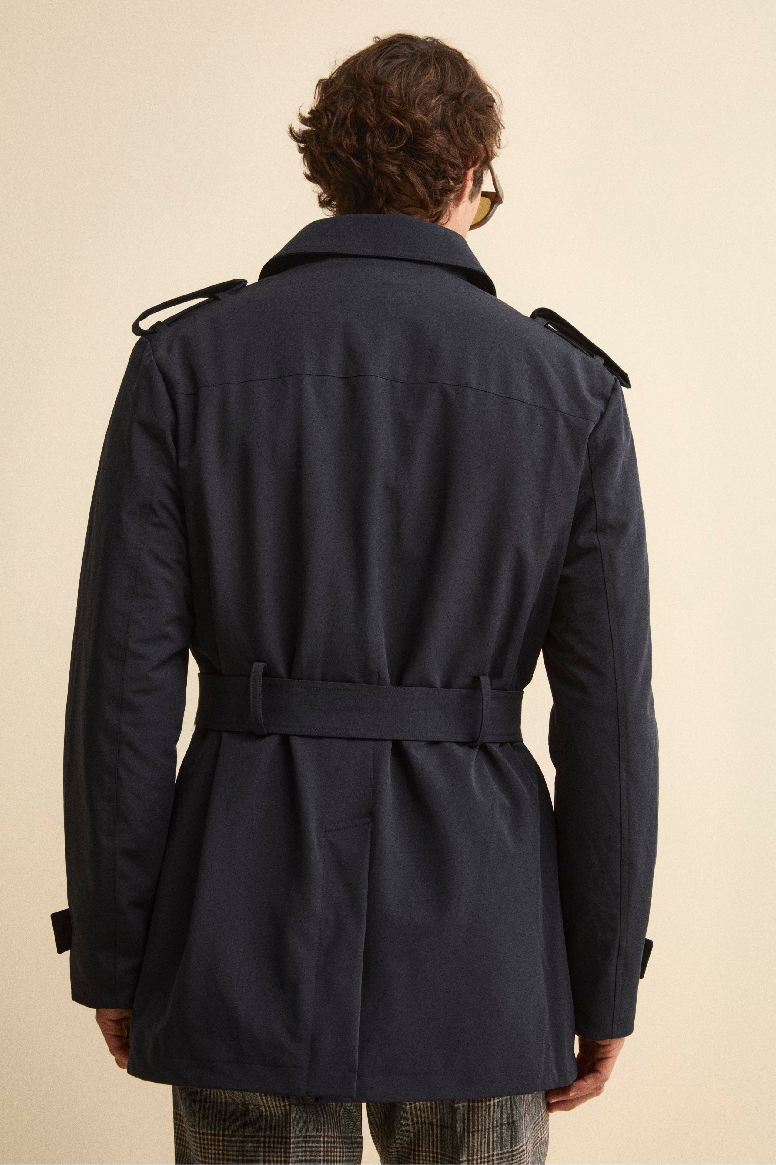 Imperméable Matelassé avec Ceinture - BLEU