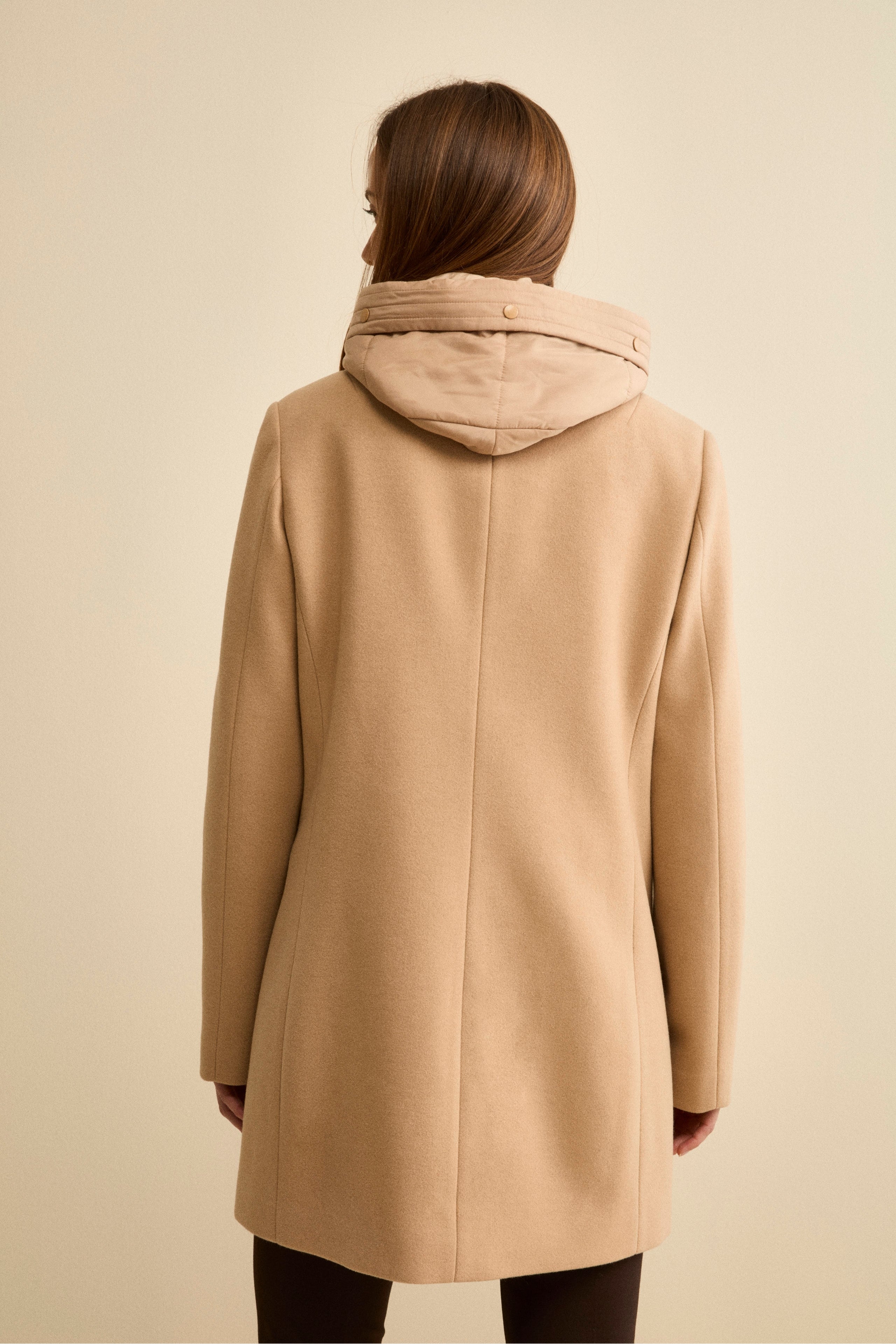 Midi Wool-Blend Coat with Toggle Fastening - Camel