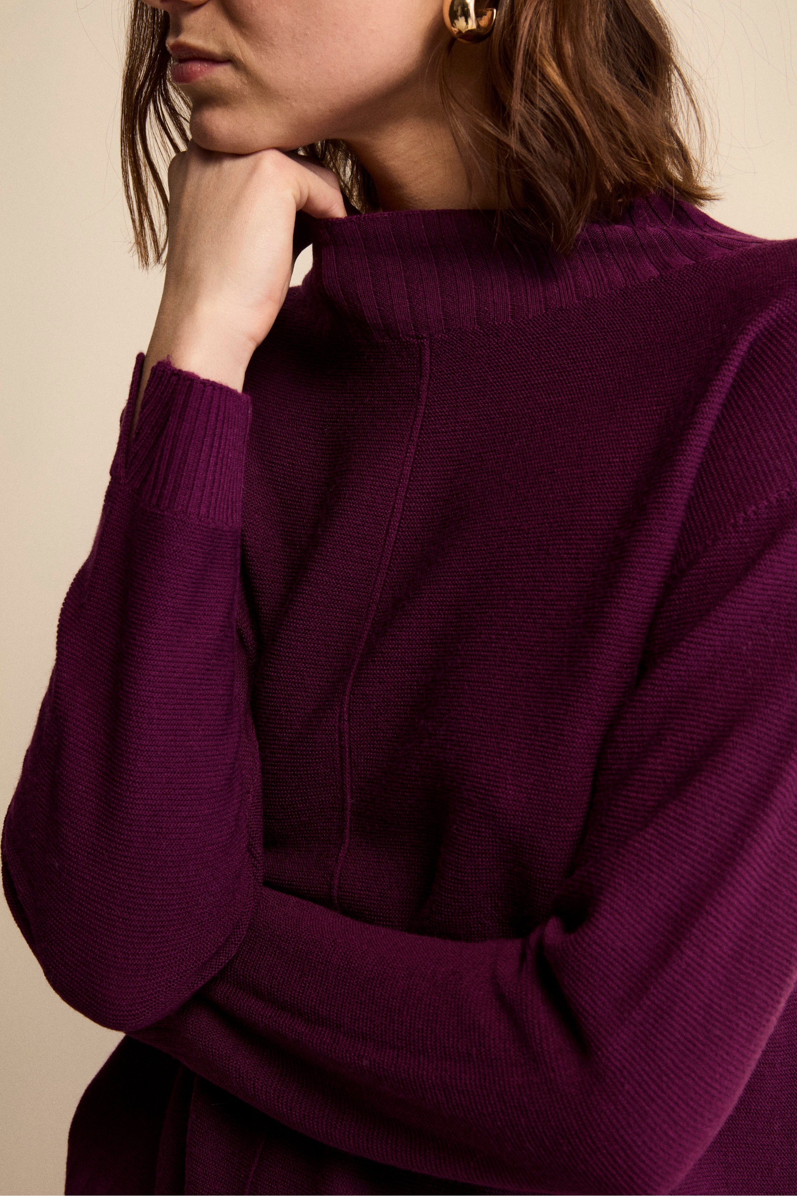 Links-Knit Turtleneck in Merino Wool - VIOLET