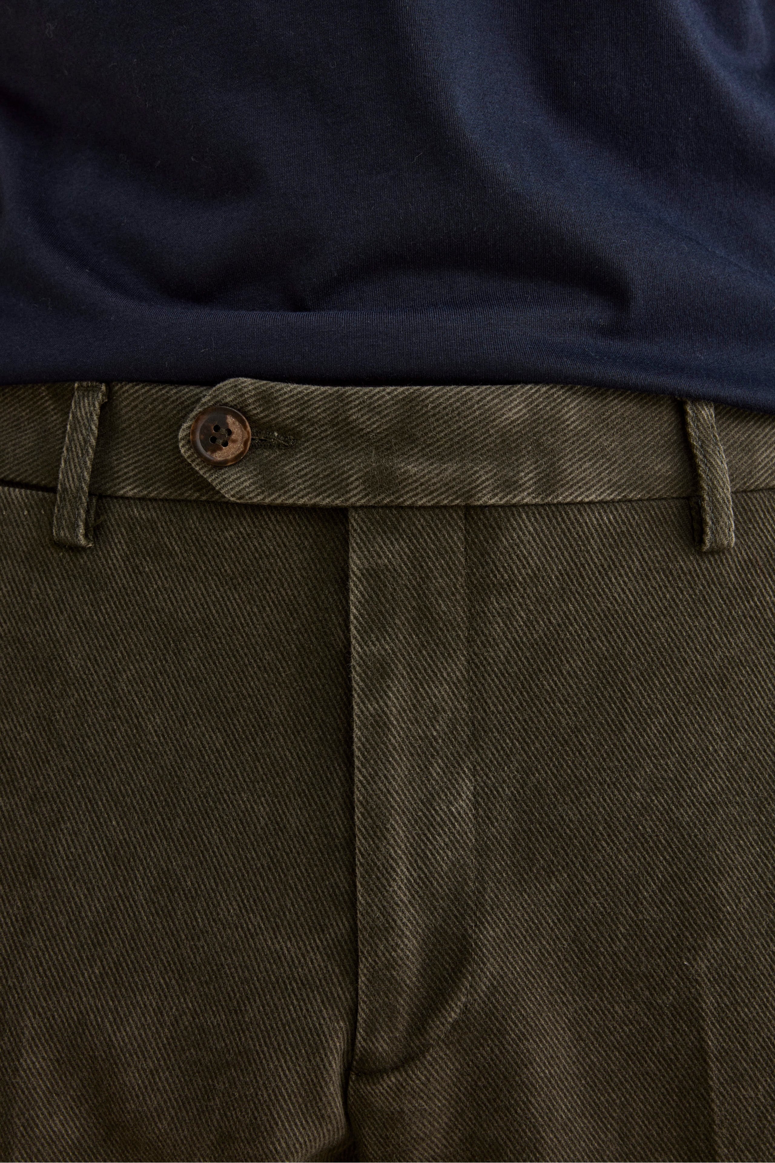 Cotton Slim Fit Pleated Trousers - Green