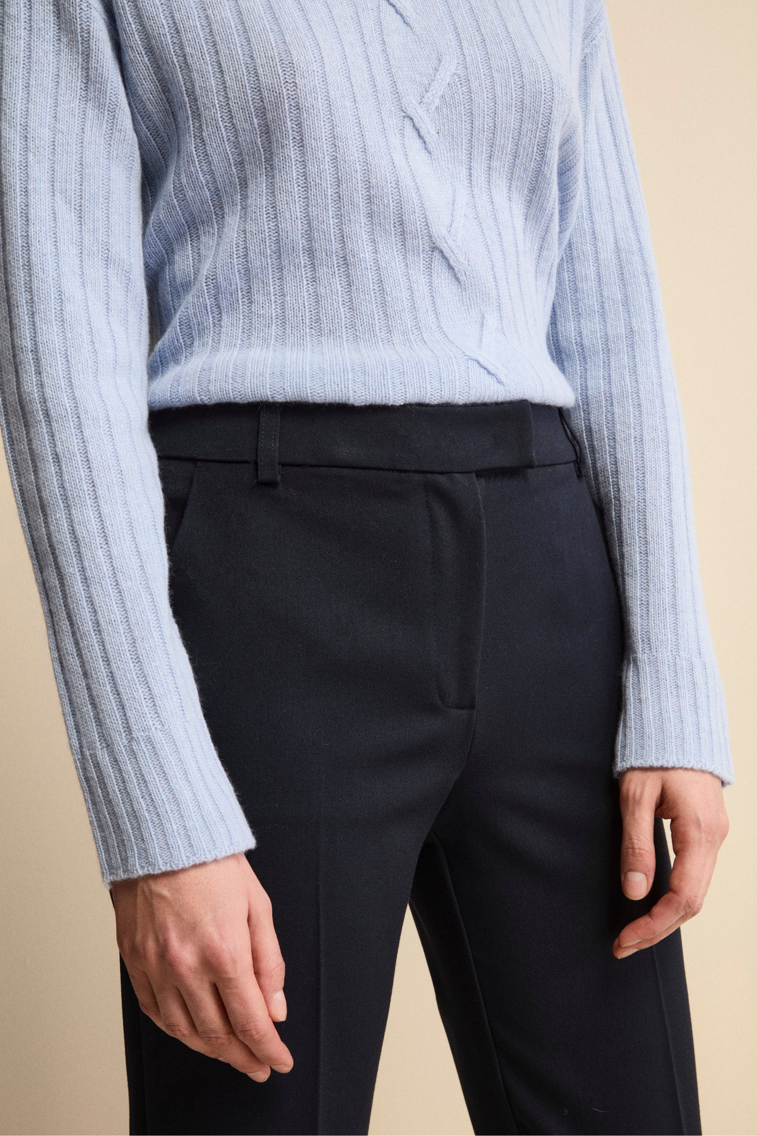 Regular Fit Cigarette Pants - BLUE