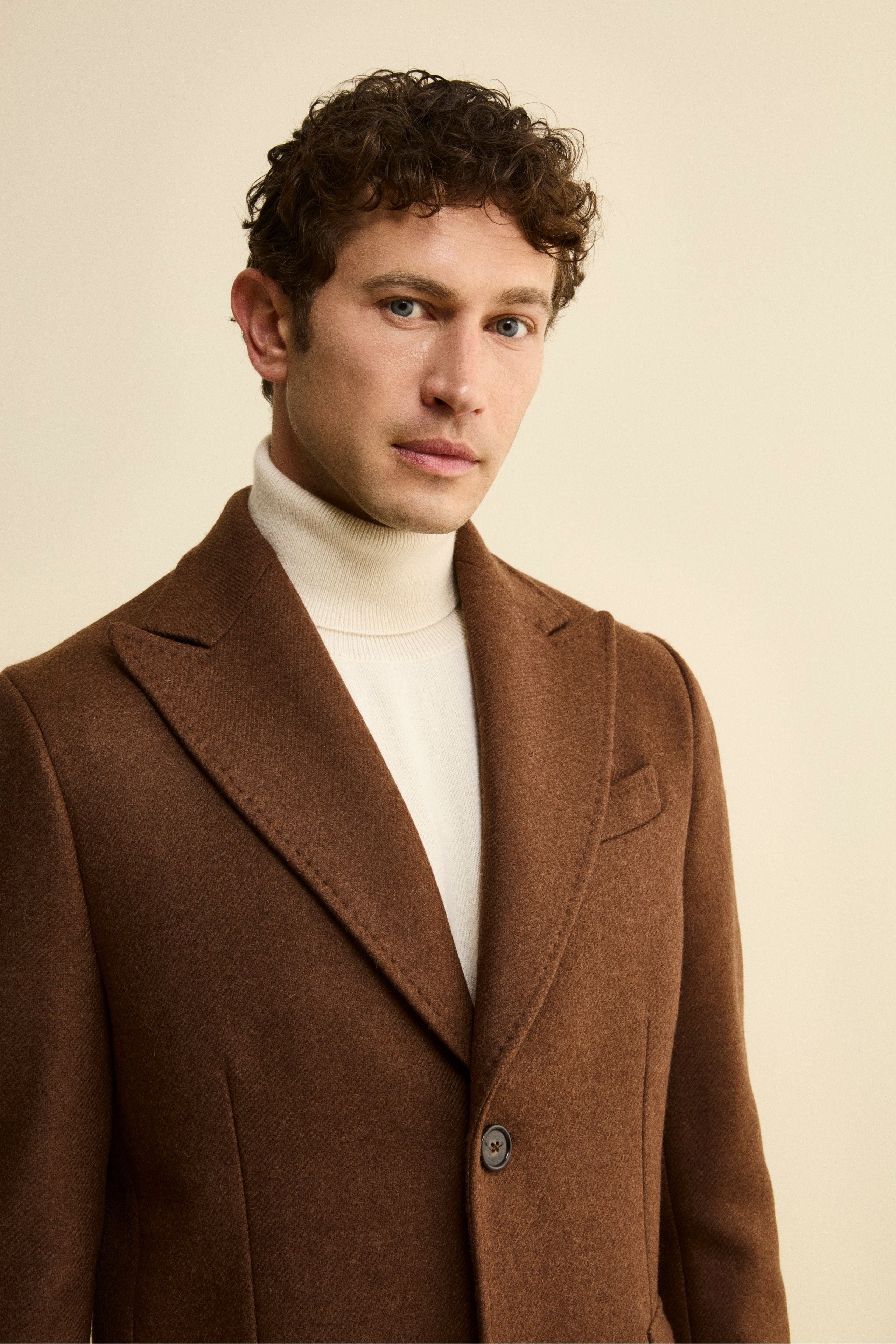 Twill Coat in Wool - brown