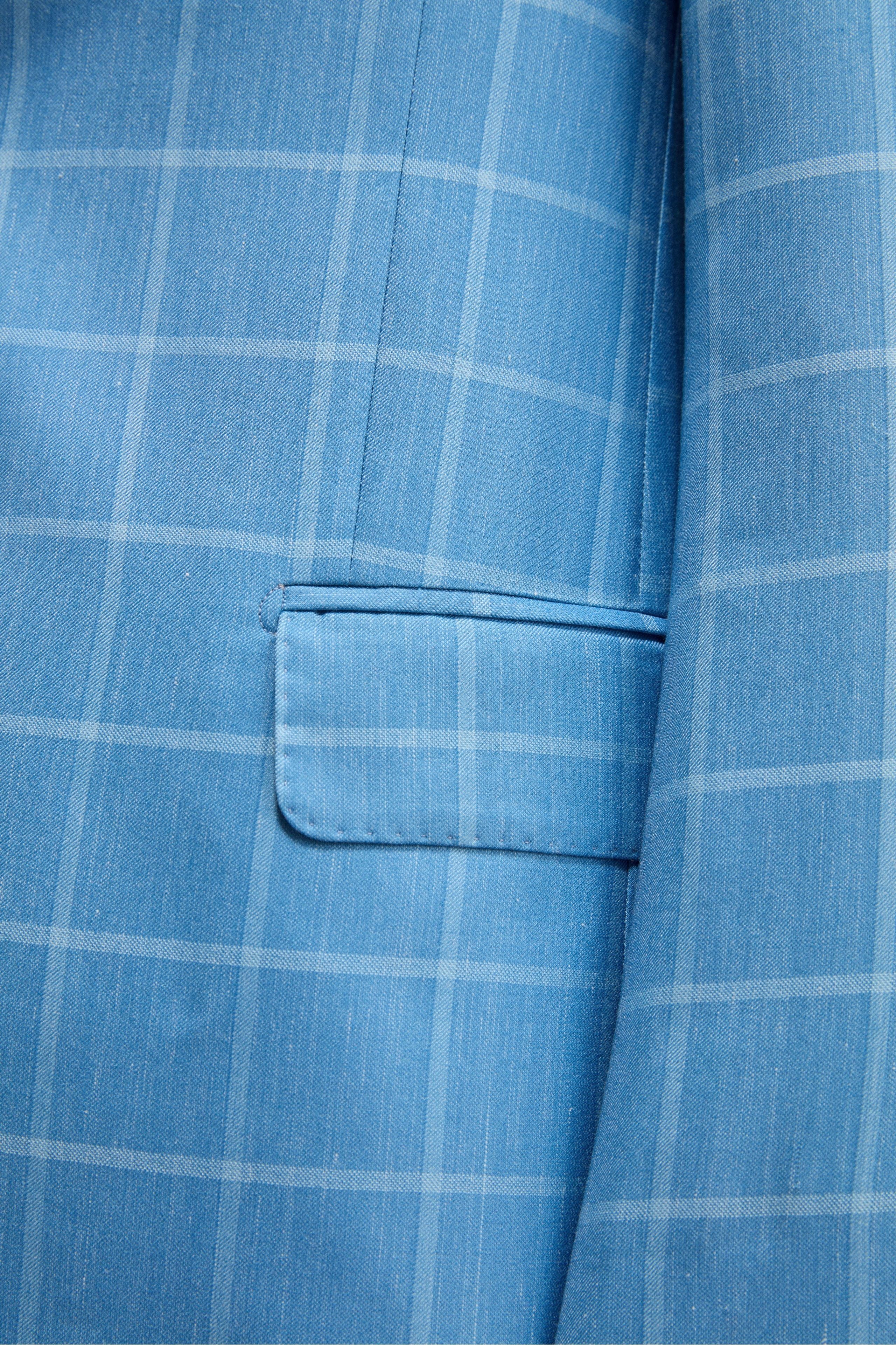 Giacca Check Monopetto in Seta e Cashmere - AZZURRO QUADRI