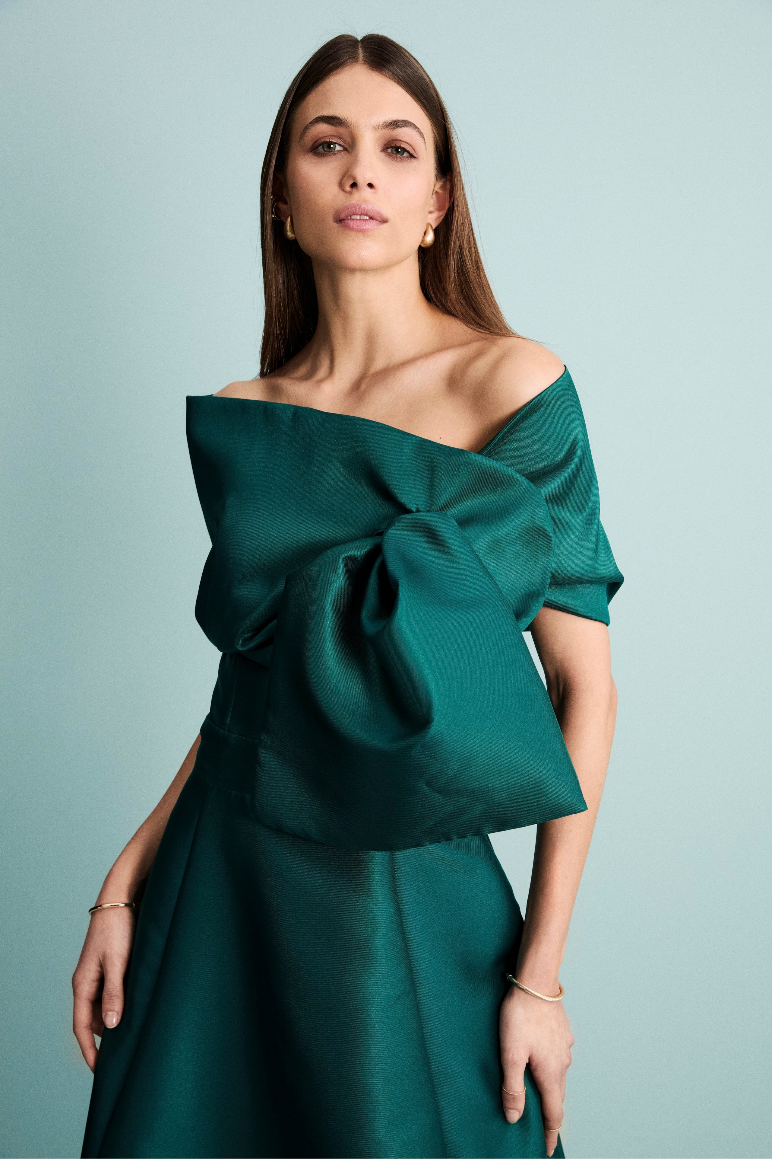 Cerimonia Signora Abiti In Taffetà Da Cerimonia Long Mikado