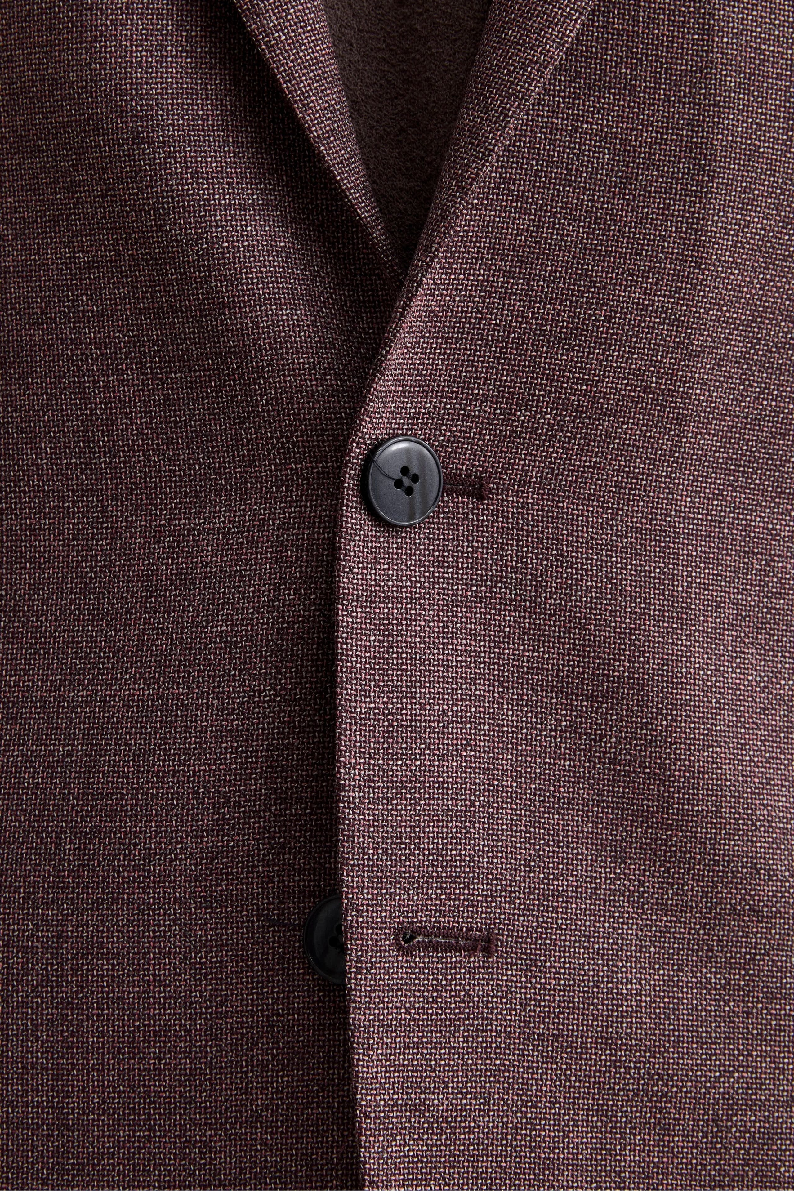 Slim-Fit-Jacke aus Schurwolle, Halbgefüttert - Mauve