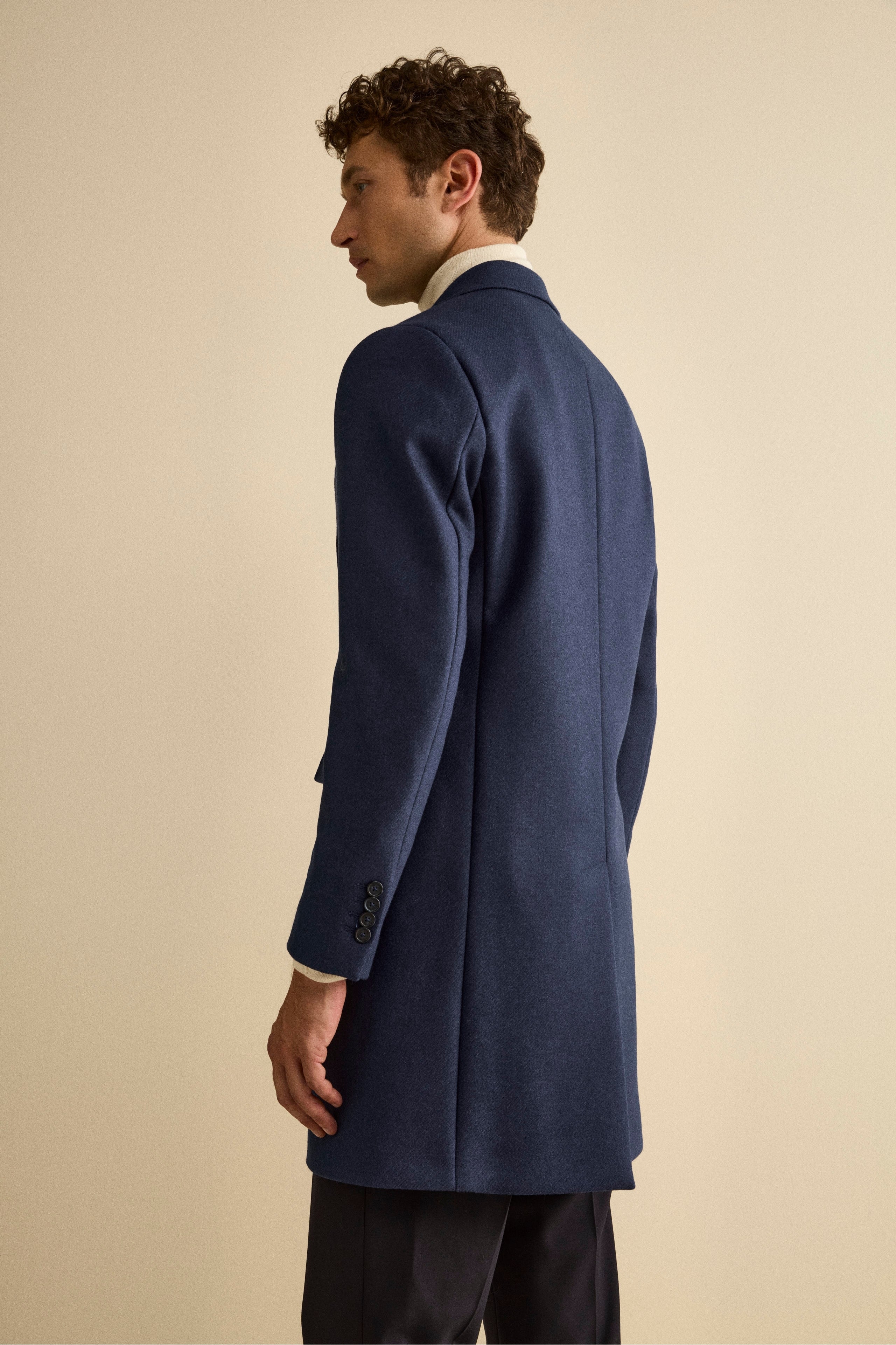 Twill Coat in Wool - BLUE