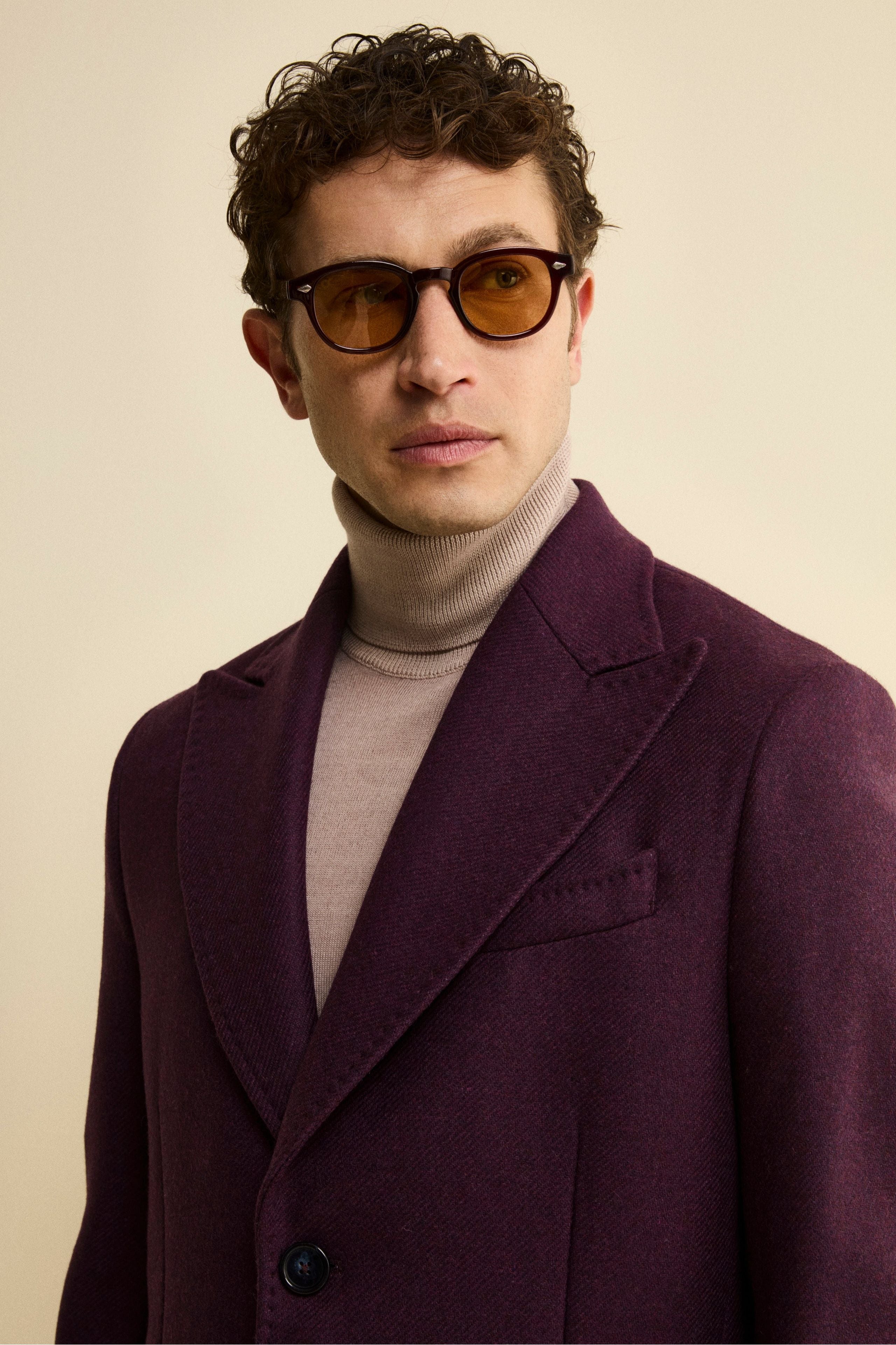 Twill Coat in Wool - Dark purple