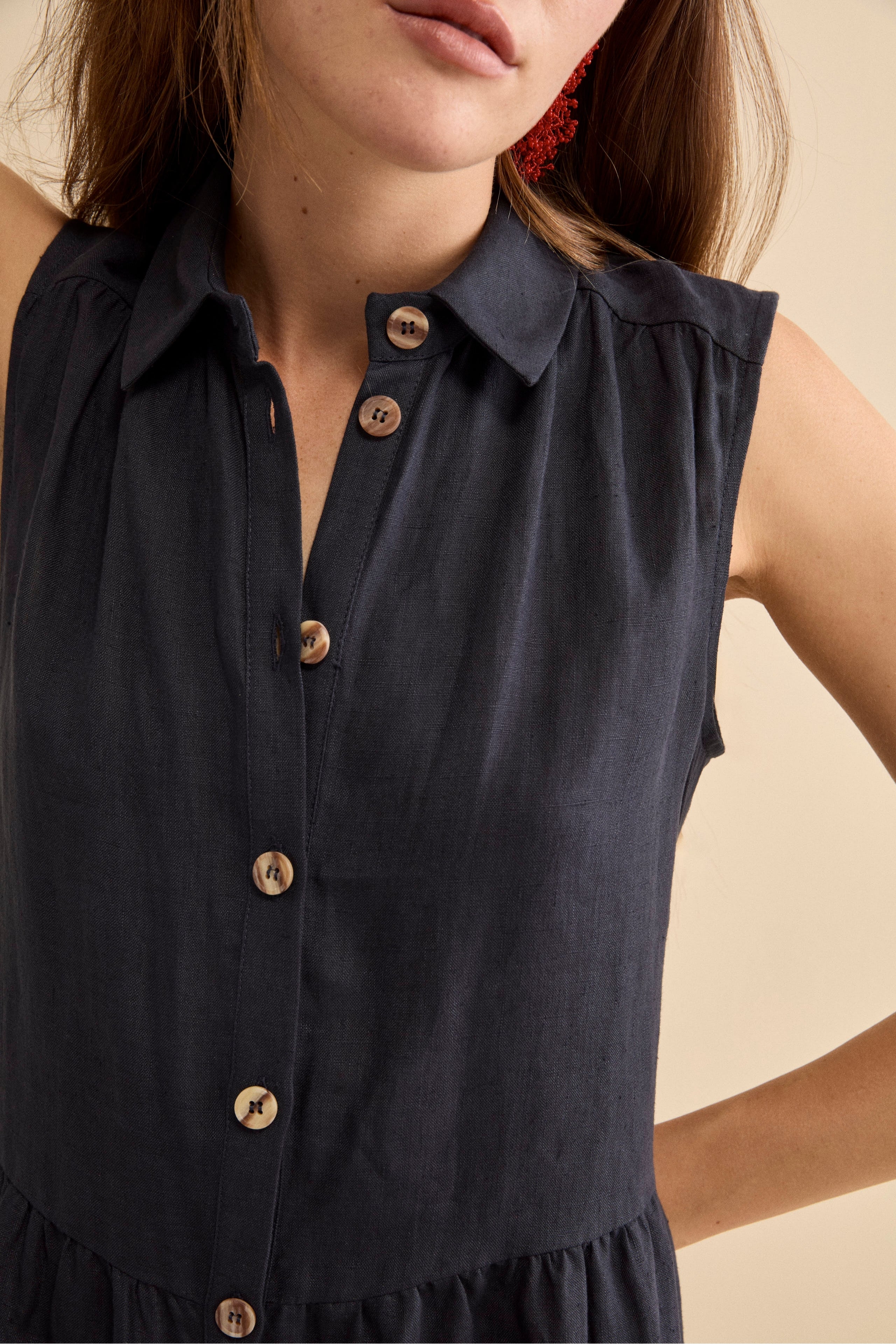 Abito Chemisier Lungo in Lino - BLU