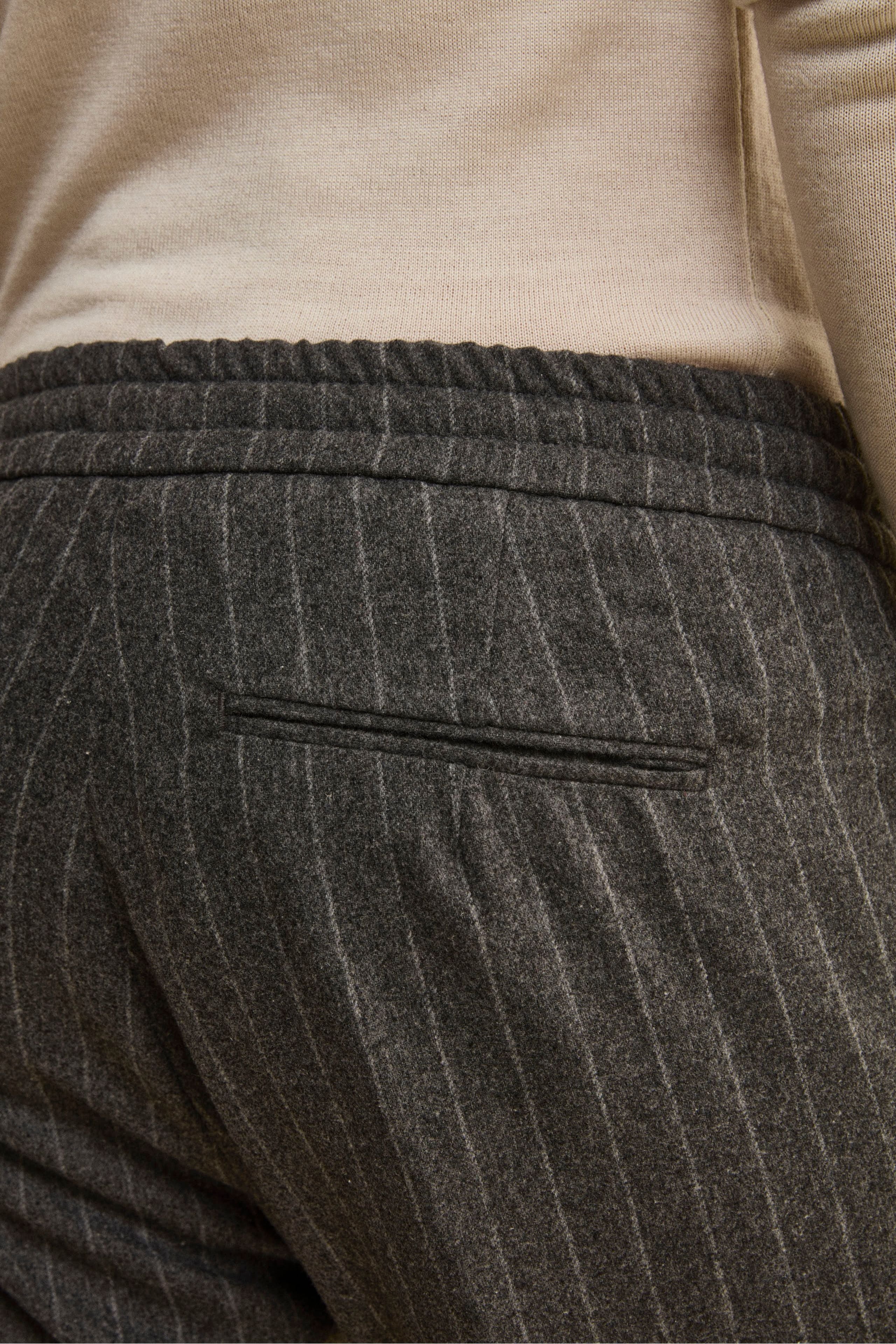 Pinstripe Drawstring Trousers in Wool Blend - Medium grey