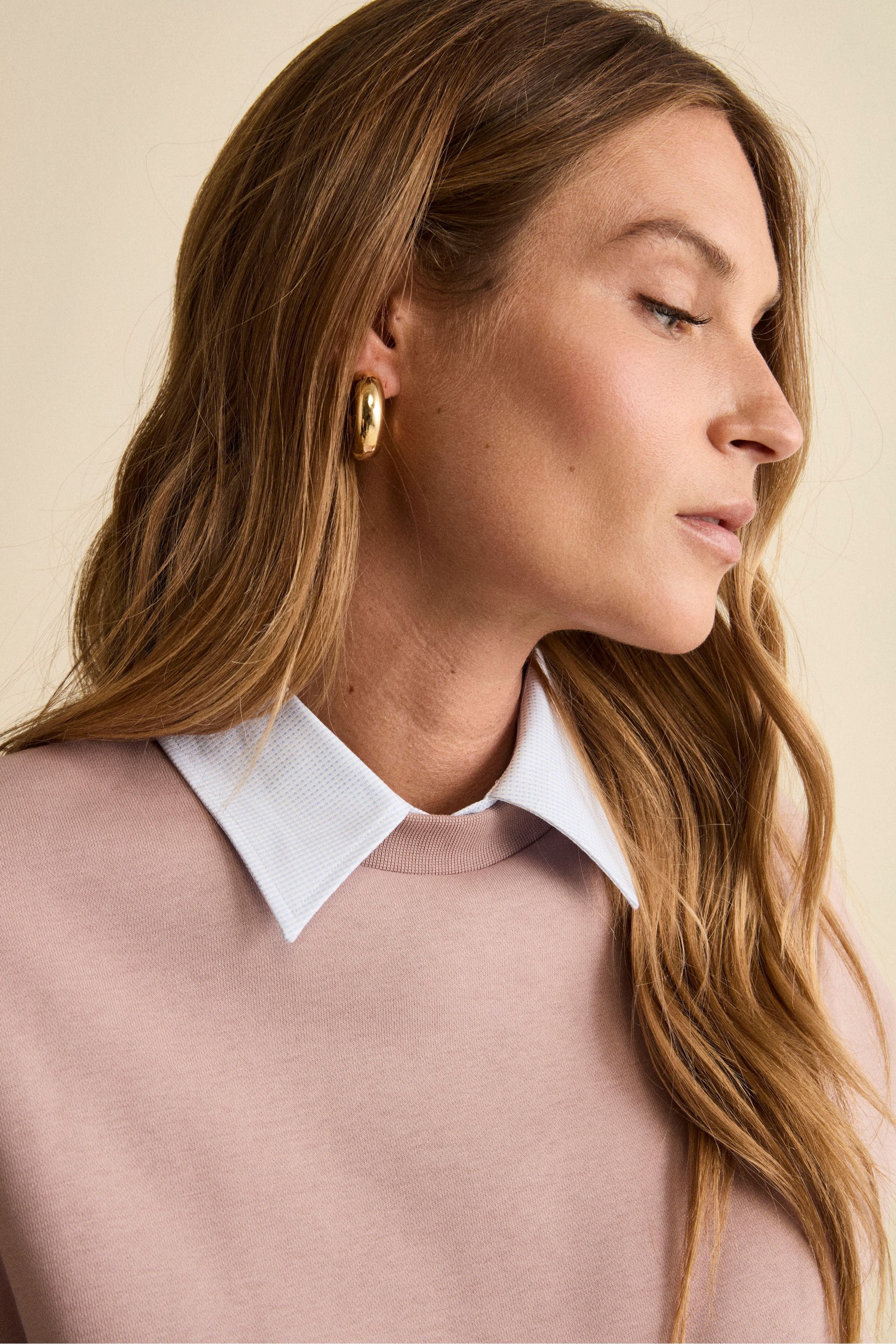 Oversize-Sweatshirt mit Rundhals aus Baumwolle - Altrosa