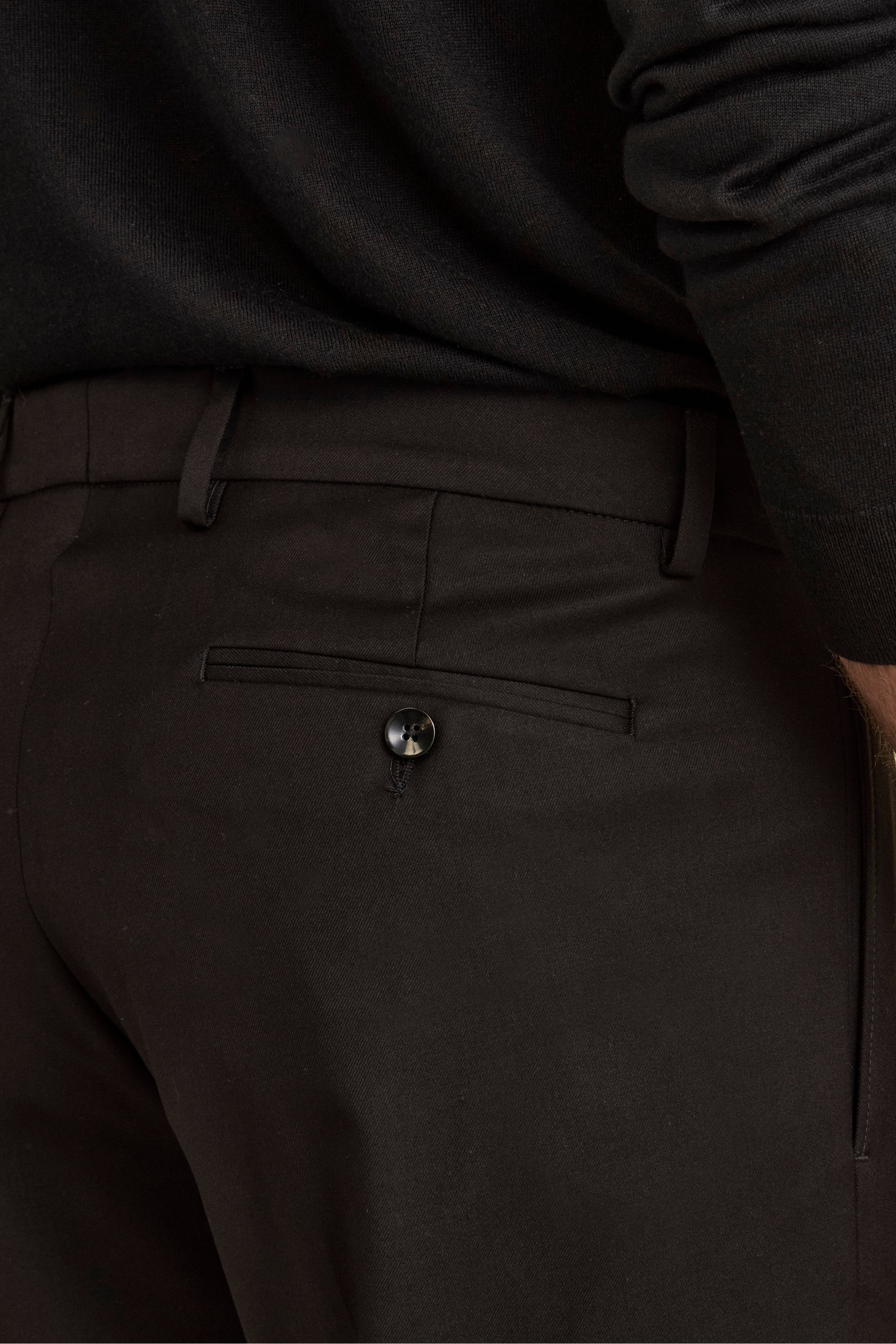 Wide-Leg Wool Blend Trousers with Pleats - BLACK